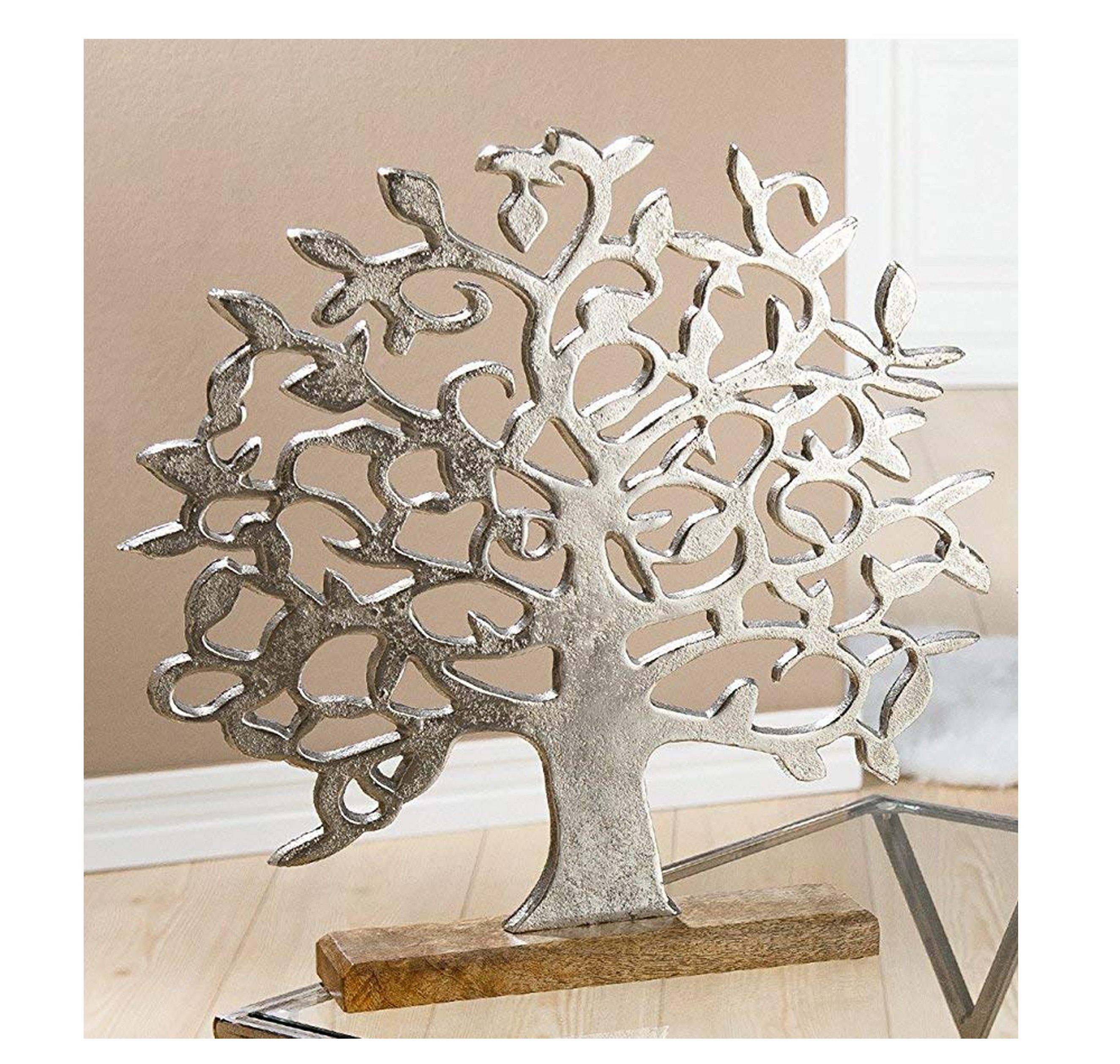 Alu Dekobaum einem Baum - GILDE aus Gilde Aluminium aus Holzbase, Lebensbaum auf