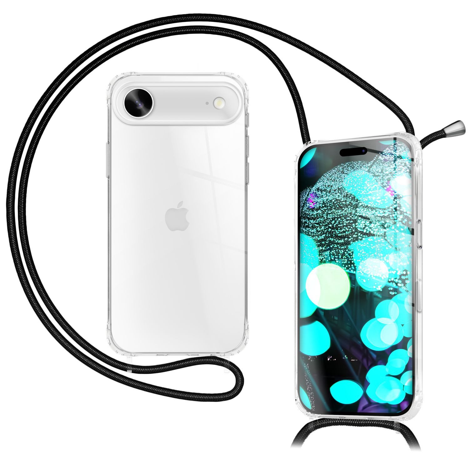 Nalia Smartphone-Hülle Apple iPhone 17 Air, Klare Hülle mit Band zum Umhängen / 160cm Handy Kette Verstellbar