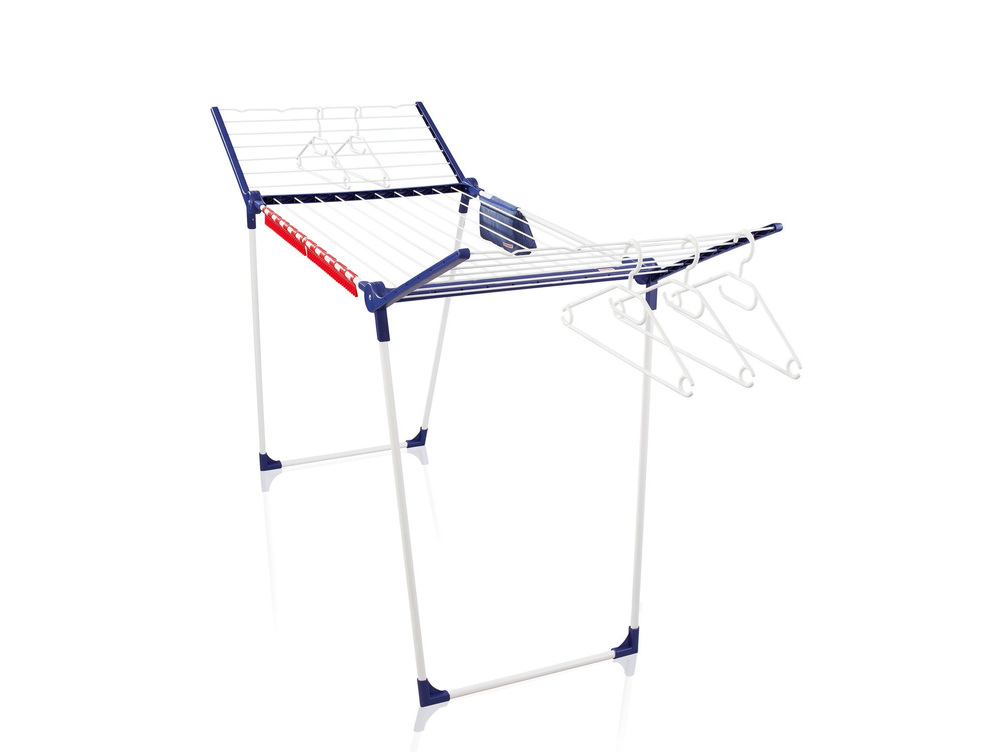 Leifheit Wäscheständer Standtrockner Pegasus 200 Solid Comfort, 20m Trockenlänge, 107cm Flügelhöhe, Kleinteilehalter, mit Kleiderbügel