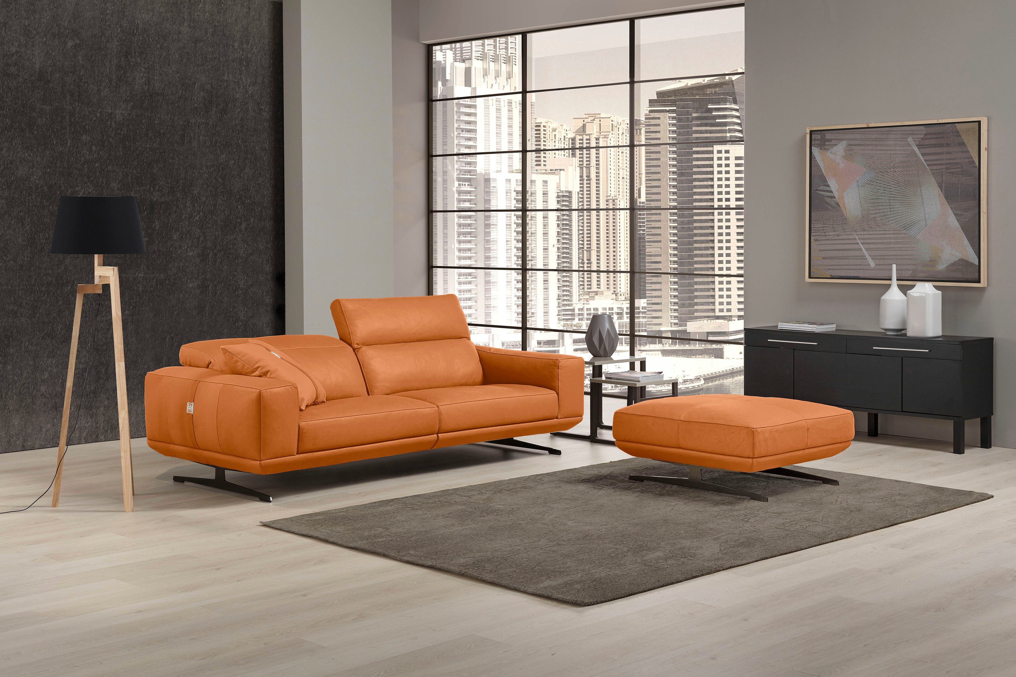 Egoitaliano 2,5-Sitzer Gloria, super bequem und hochwertige Verarbeitung, edles Design, beidseitig verstellbare Rückenelemente, mit Metallfüßen