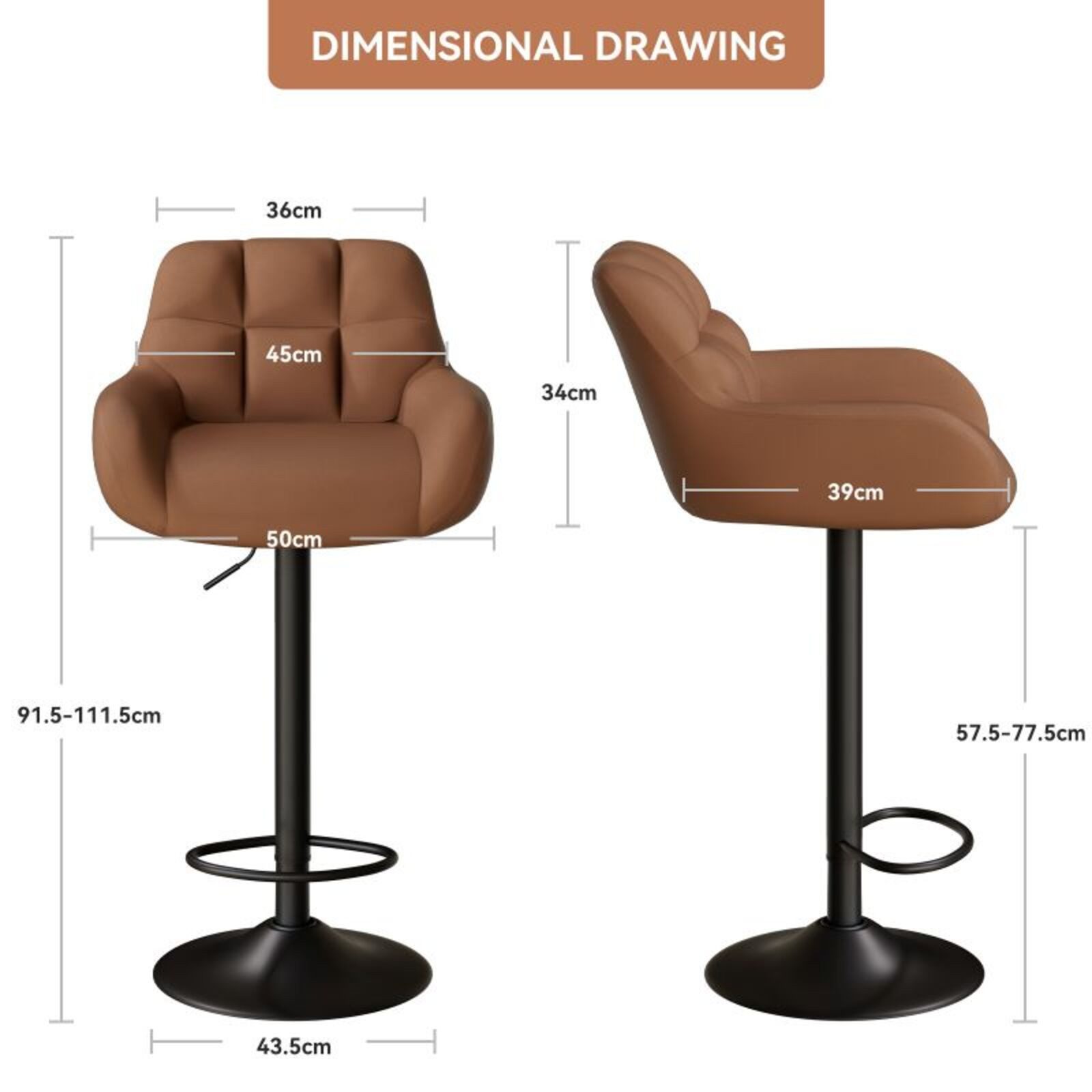 HawthyHome Barhocker 2er Set, Höhenverstellbare Tresenhocker günstig online kaufen