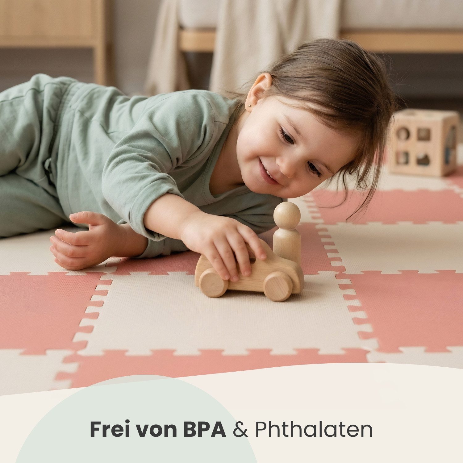 LittleTom Puzzlematte für Kinder - 18 Teile Spielmatte 30x30 cm - TÜV Geprüfte Krabbelmatte, (18-tlg), Spielunterlage für Drinnen und Draußen - Kinderzimmer Puzzleteppich