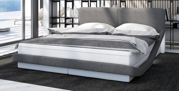 Sofa Dreams Boxspringbett Guani Kunstleder Komplettbett Modern Hotelbett, inklusive LED Beleuchtung, Matratze und Topper