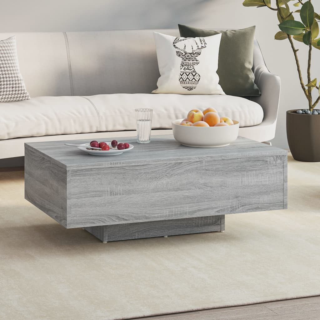 furnicato Couchtisch Holzwerkstoff Grau Sonoma 85 x 55 x 31 cm (1-St), Stabiler Wohnzimmertisch mit feuchtigkeitsbeständiger Oberfläche