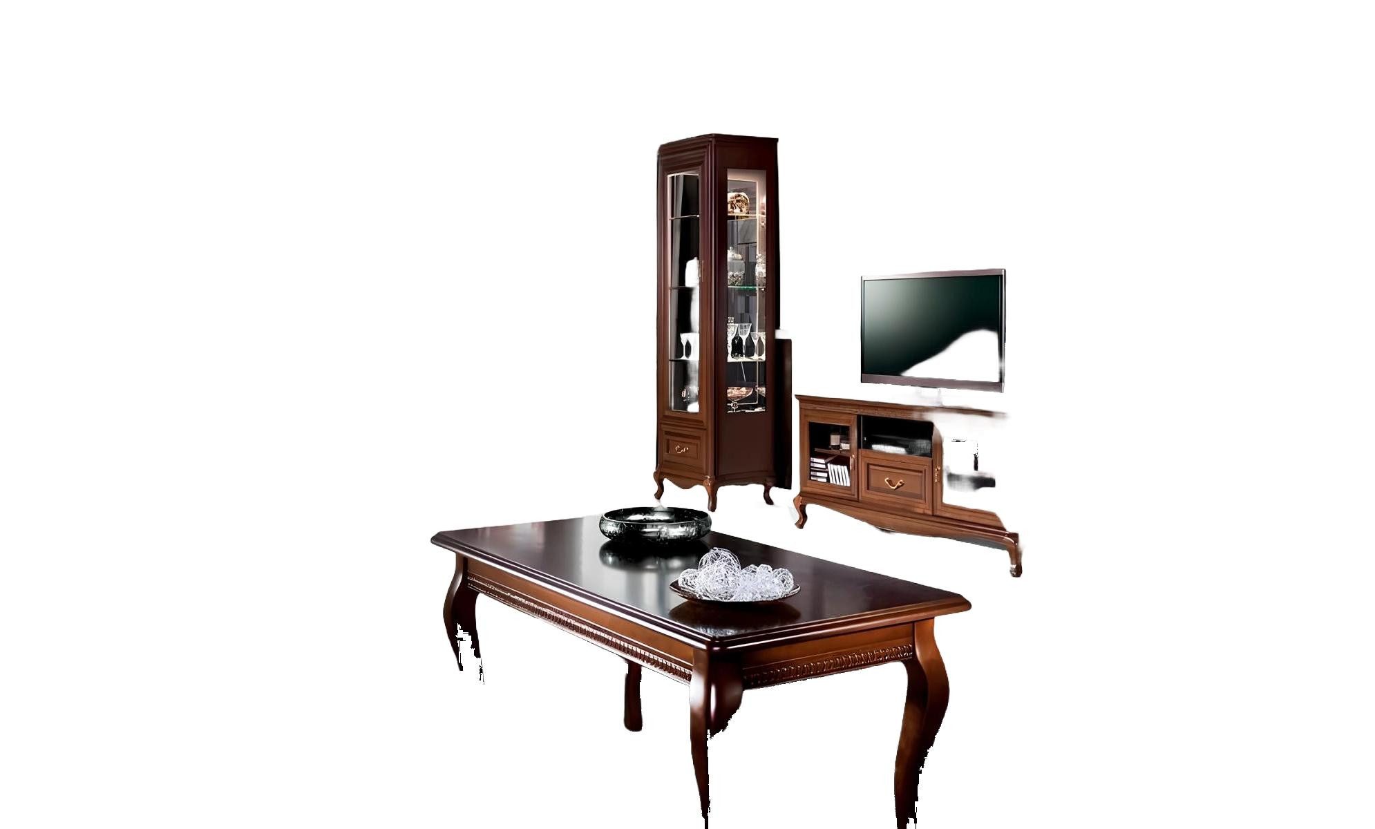 Kommode Klassisches Wohnzimmermöbel-Set aus Holz mit Vitrinen