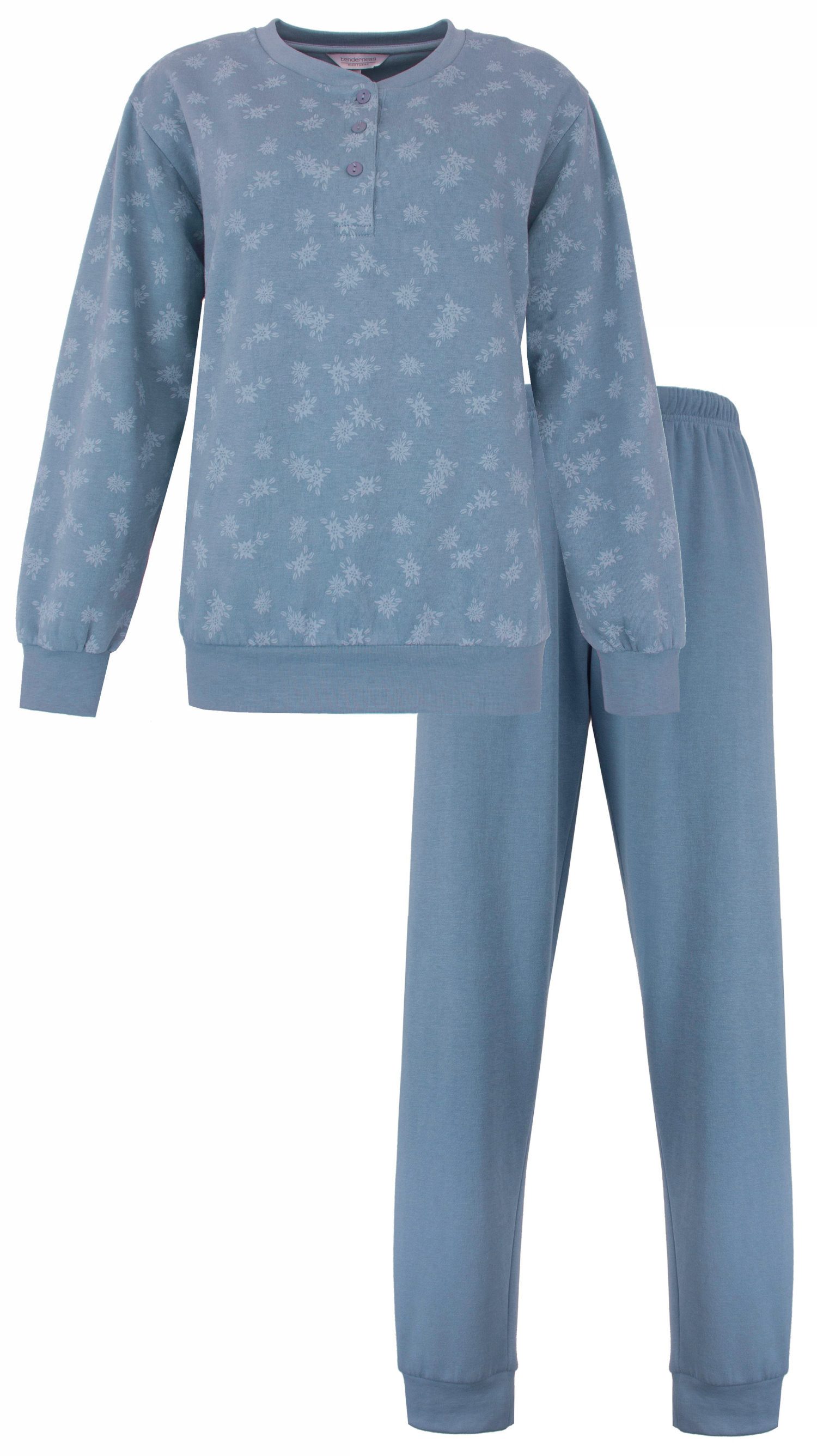 Tenderness Schlafanzug Damen Microfleece Pyjama warm (2 tlg) Modisches Design