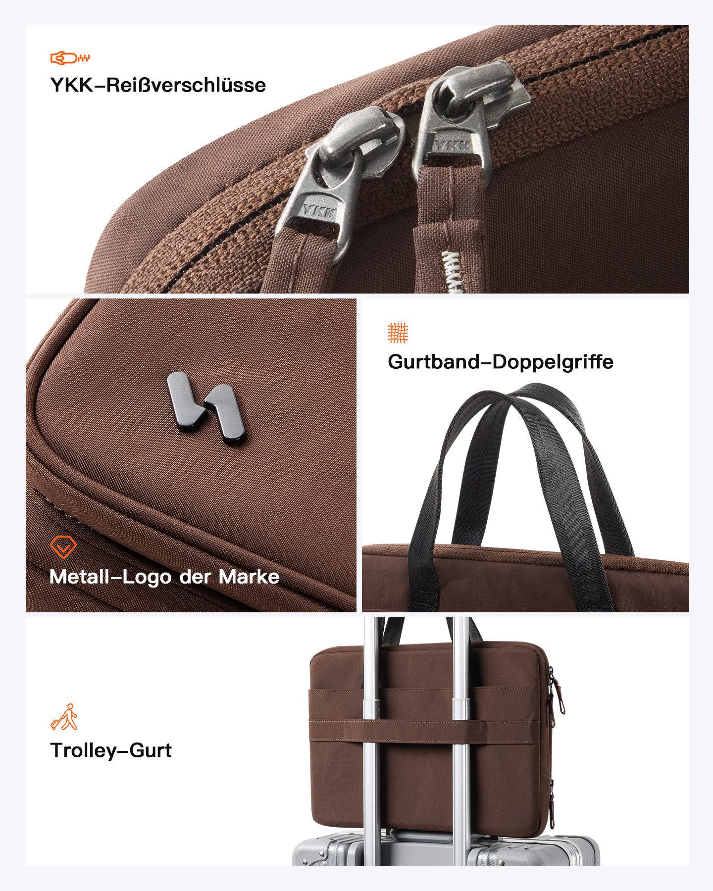 Inateck Laptoptasche 360° Rundumschutz Große Kapazität, für 13-14 Zoll Laptops, für 13-14 Zoll MacBook Pro Air M5/M4/M3 – Bild 5 von 5