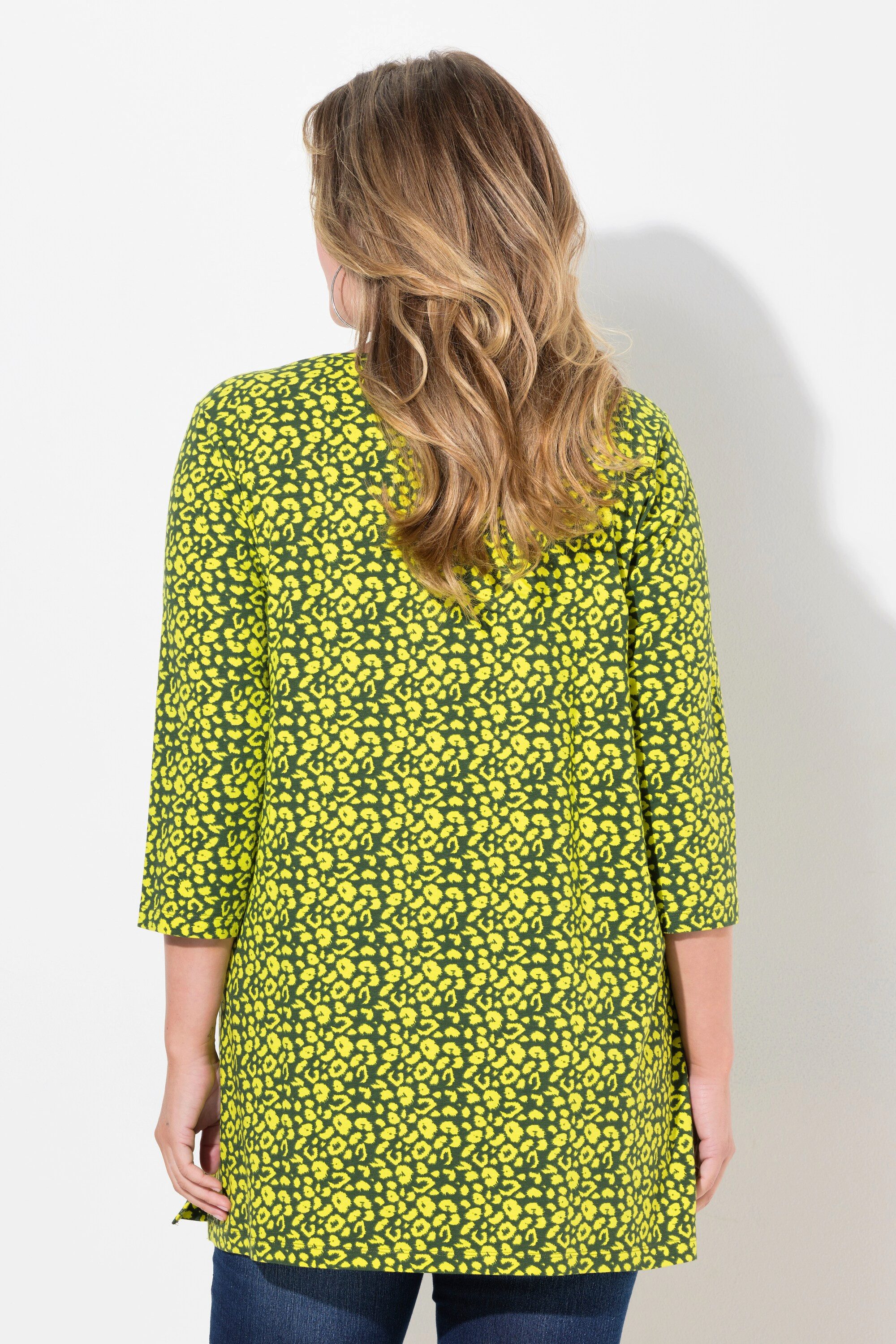 MIAMODA Longshirt Longshirt Leomuster Glitzer-Statement 3/4-Ärmel