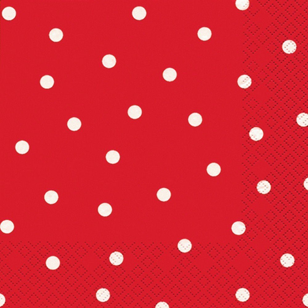 Serviettenshop Papierserviette 20 Servietten Punkte rot 33x33cm, (20 St)