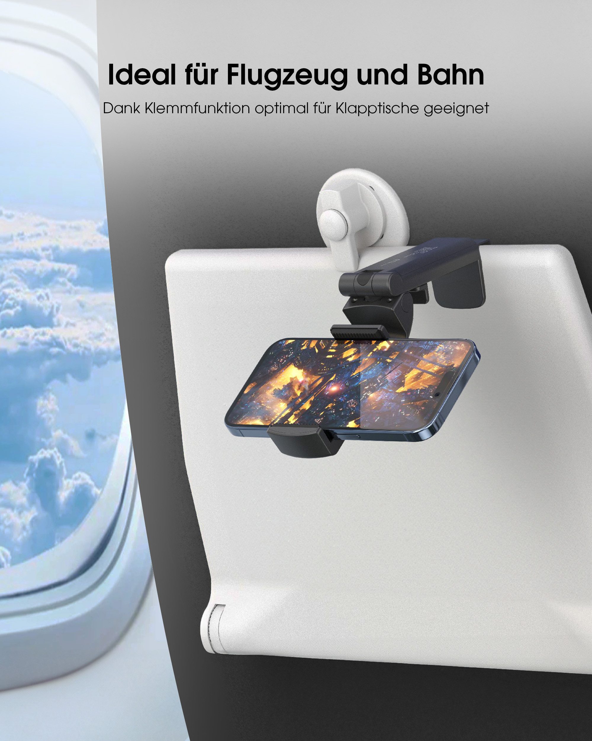 XLAYER Handy-Halterung TravelBuddy Handyhalterung I verstellbare Klemmhalterung I 360°Drehbar – Bild 3 von 5