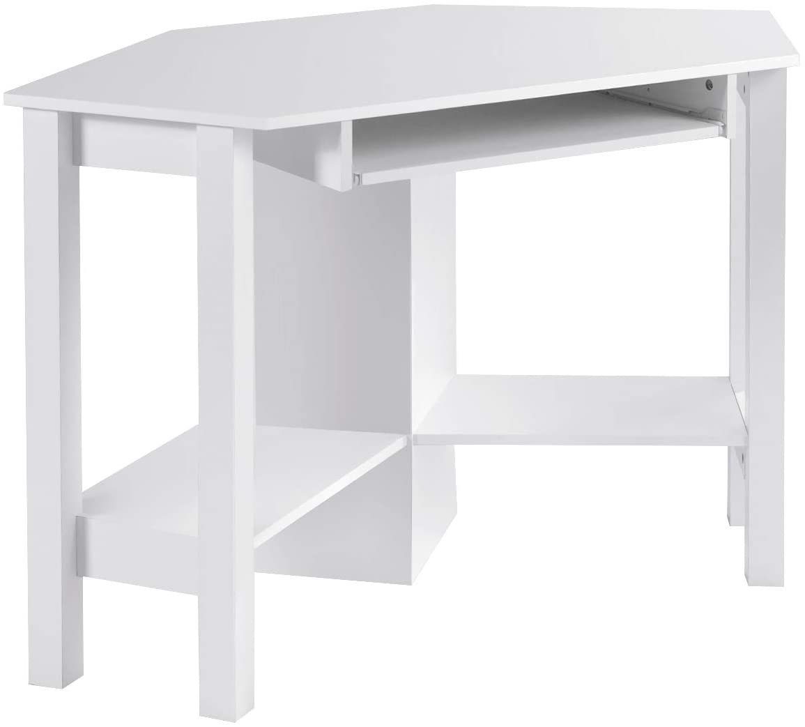 Schreibtisch, mit Tastaturablage&Ablagen, Weiß 120x60x77cm COSTWAY ausziehbarer