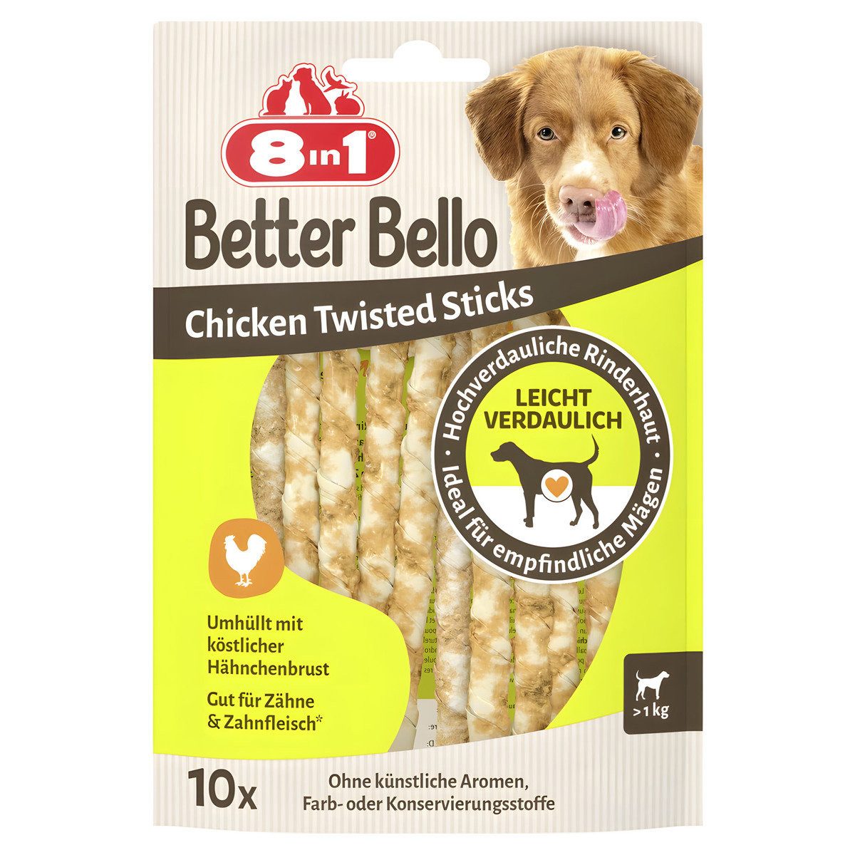 8in1 Better Bello Chicken Twisted Sticks 60 g, für: Hund
