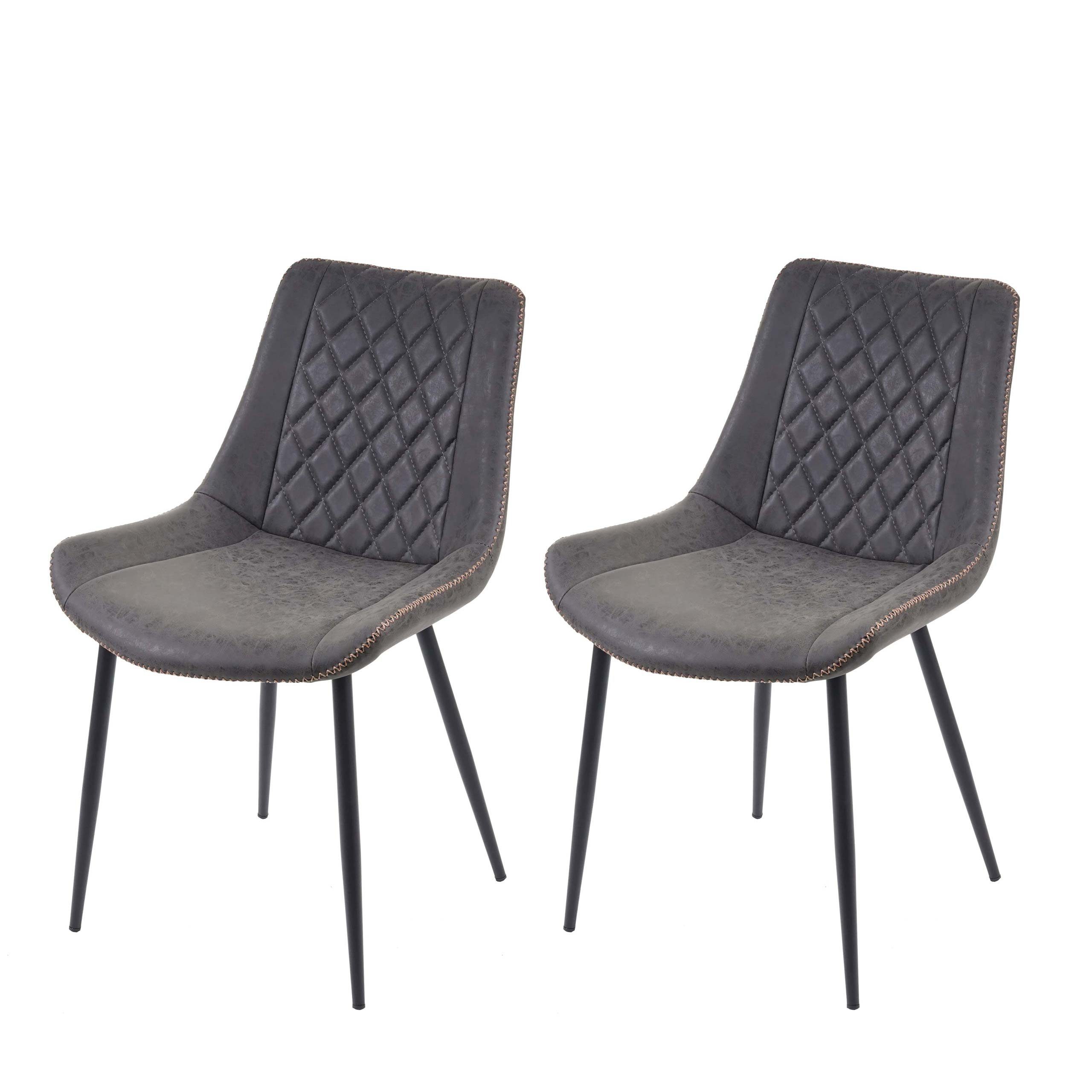 MCW Esszimmerstuhl MCW-E56-2 (Set, 2 St), 2er-Set, Inklusive Fußbodenschoner, dekorative glänzende Ziernaht wildlederimitat dunkelgrau | grau | Stühle