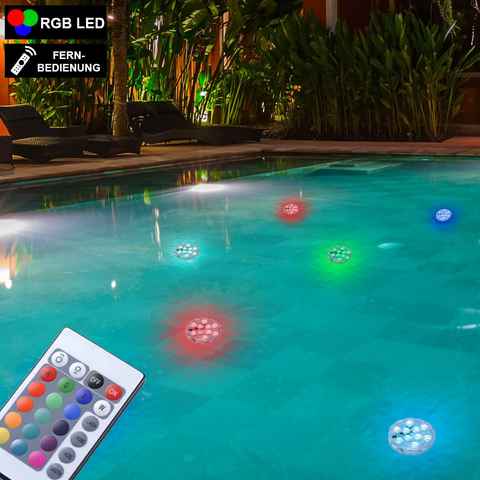 etc-shop Gartenleuchte, LED-Leuchtmittel fest verbaut, Farbwechsel, RGB LED Außen Leuchte Fernbedienung Wasser Pool Beleuchtung