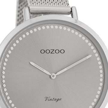 OOZOO Quarzuhr Oozoo Damen-Uhr silber, (Analoguhr), Damenuhr rund, groß (ca. 40mm) Edelstahlarmband, Fashion-Style