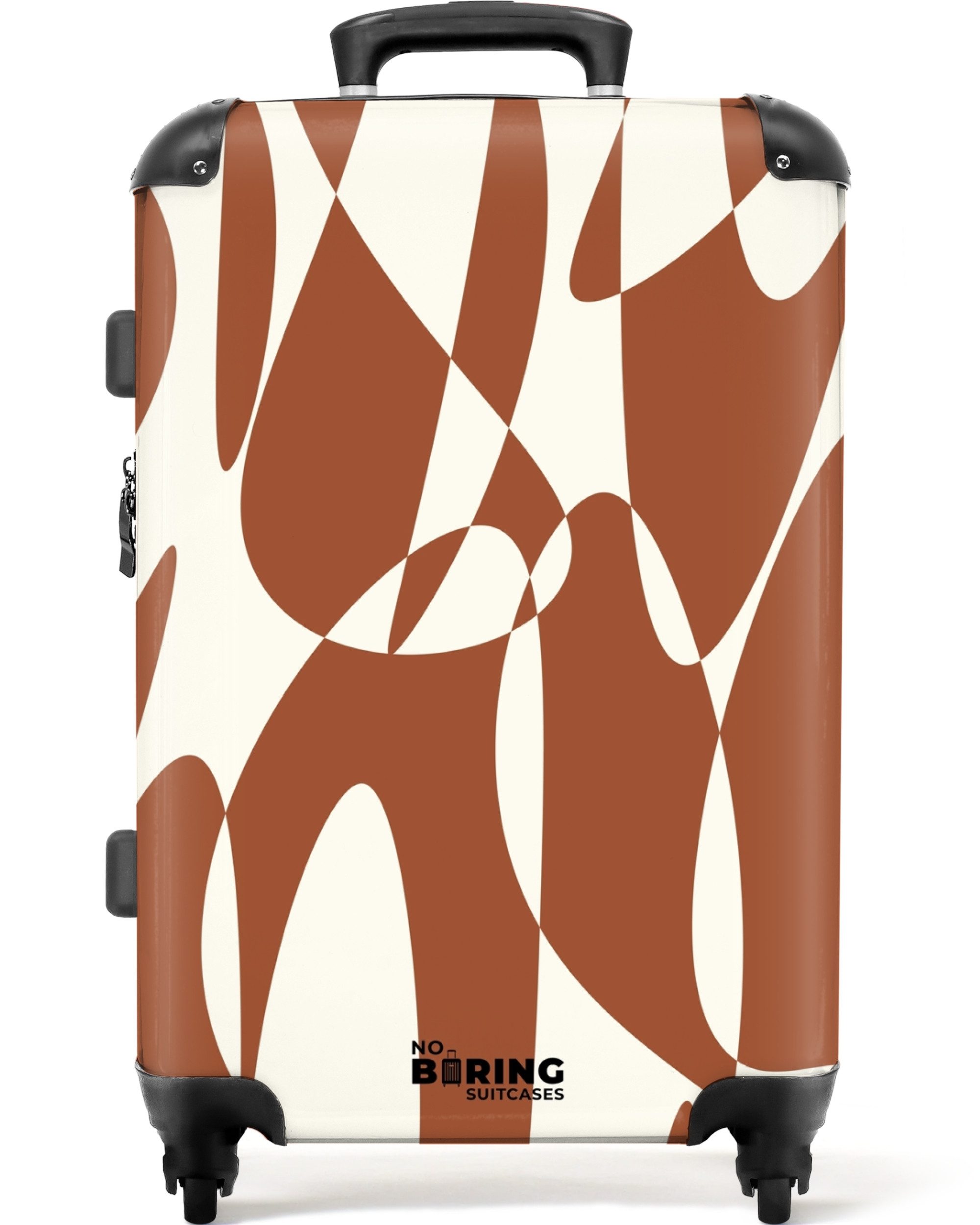 NoBoringSuitcases.com© Hartschalen-Trolley Braun mit weißen abstrakten günstig online kaufen