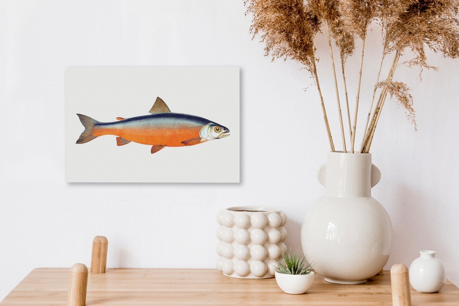 cm Fisch Leinwandbilder, Aufhängefertig, (1 Wandbild 30x20 - Orange, Leinwandbild OneMillionCanvasses® Lachs - St), Wanddeko,