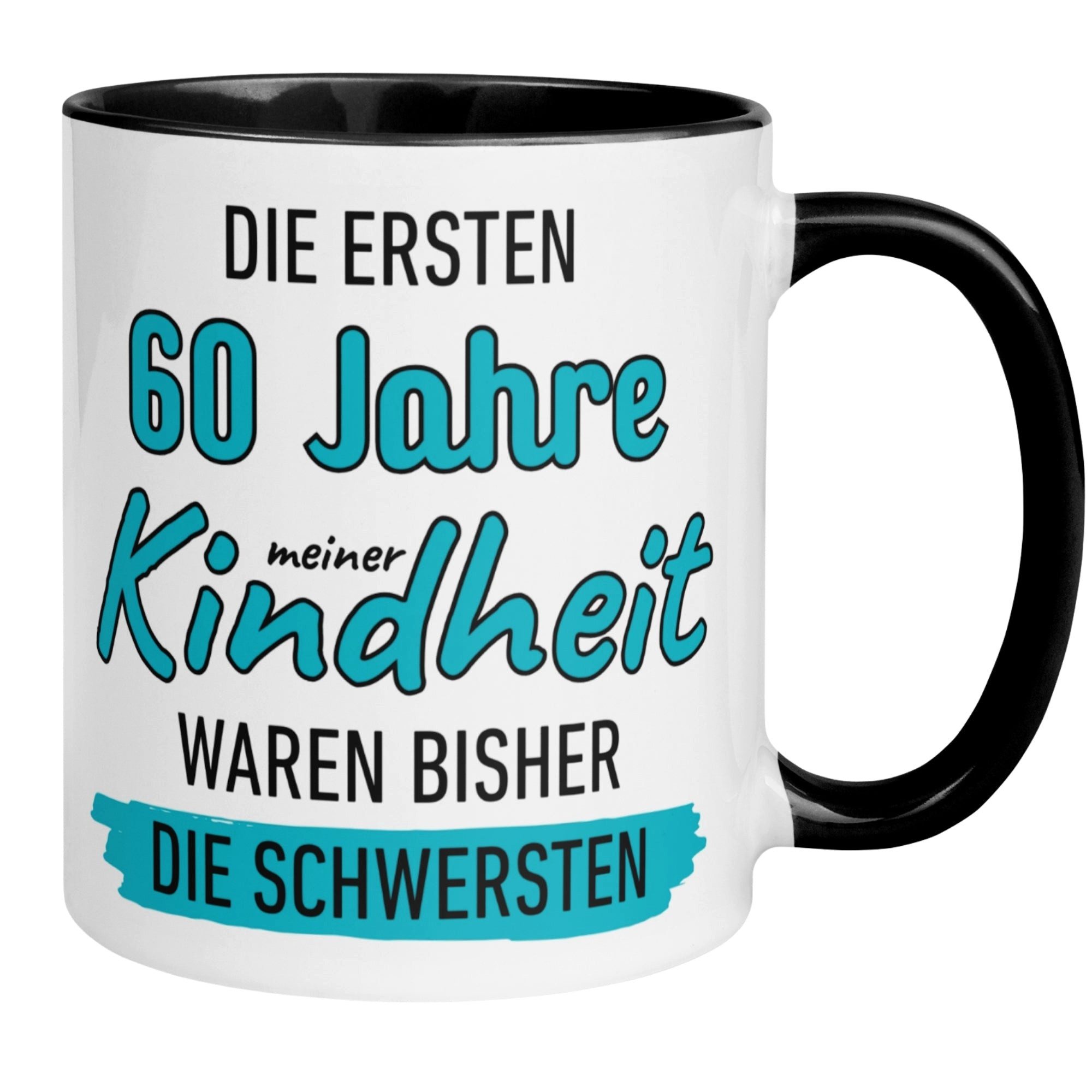 Momentals Tasse 60 Geburtstag Mann – „60 Jahre Kindheit“ – Geburtstagsgeschenk Männer, Gratis Versand · Links-&Rechtshänder · Spülmaschinenfest