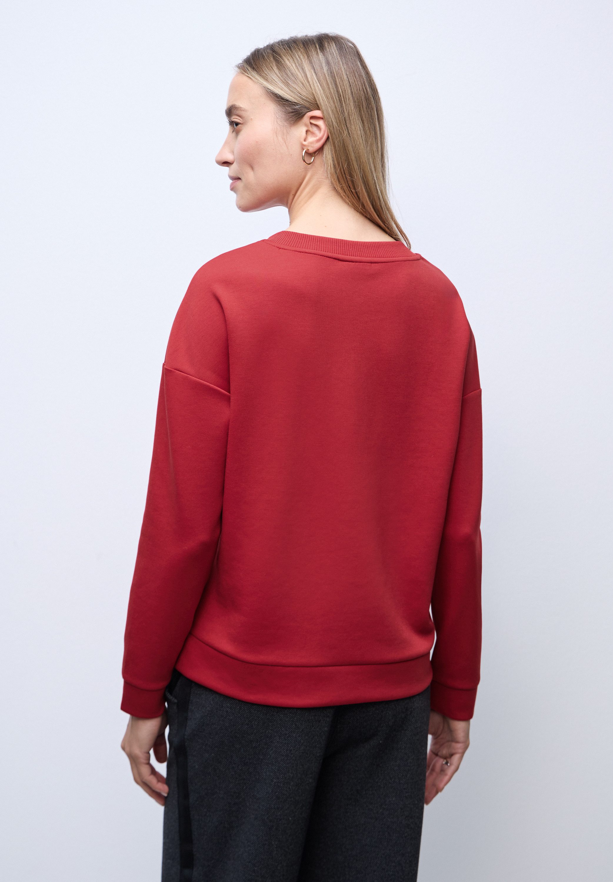 STREET ONE Sweater Rundhals mit Ripp-Detail