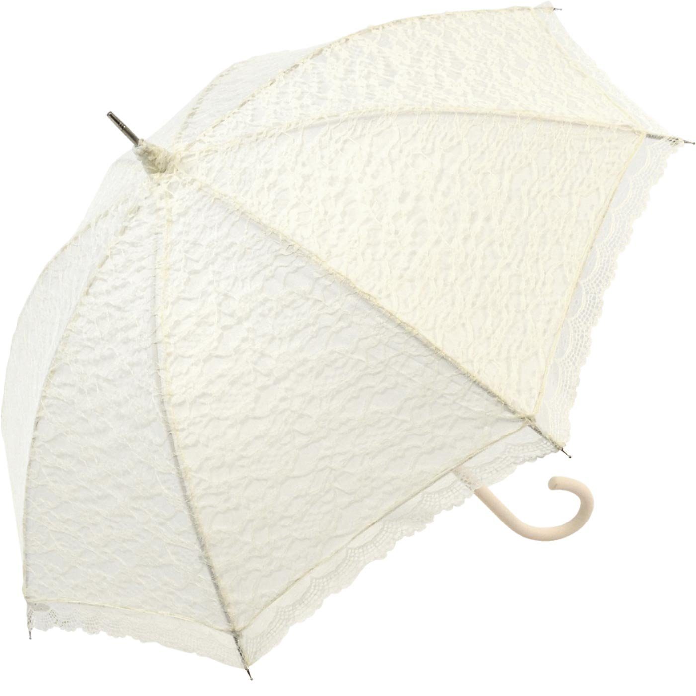 Damen Regenschirme Impliva Langregenschirm Falcone® Brautschirm Hochzeitsschirm mit Spitze, besonders edel und sehr zierlich