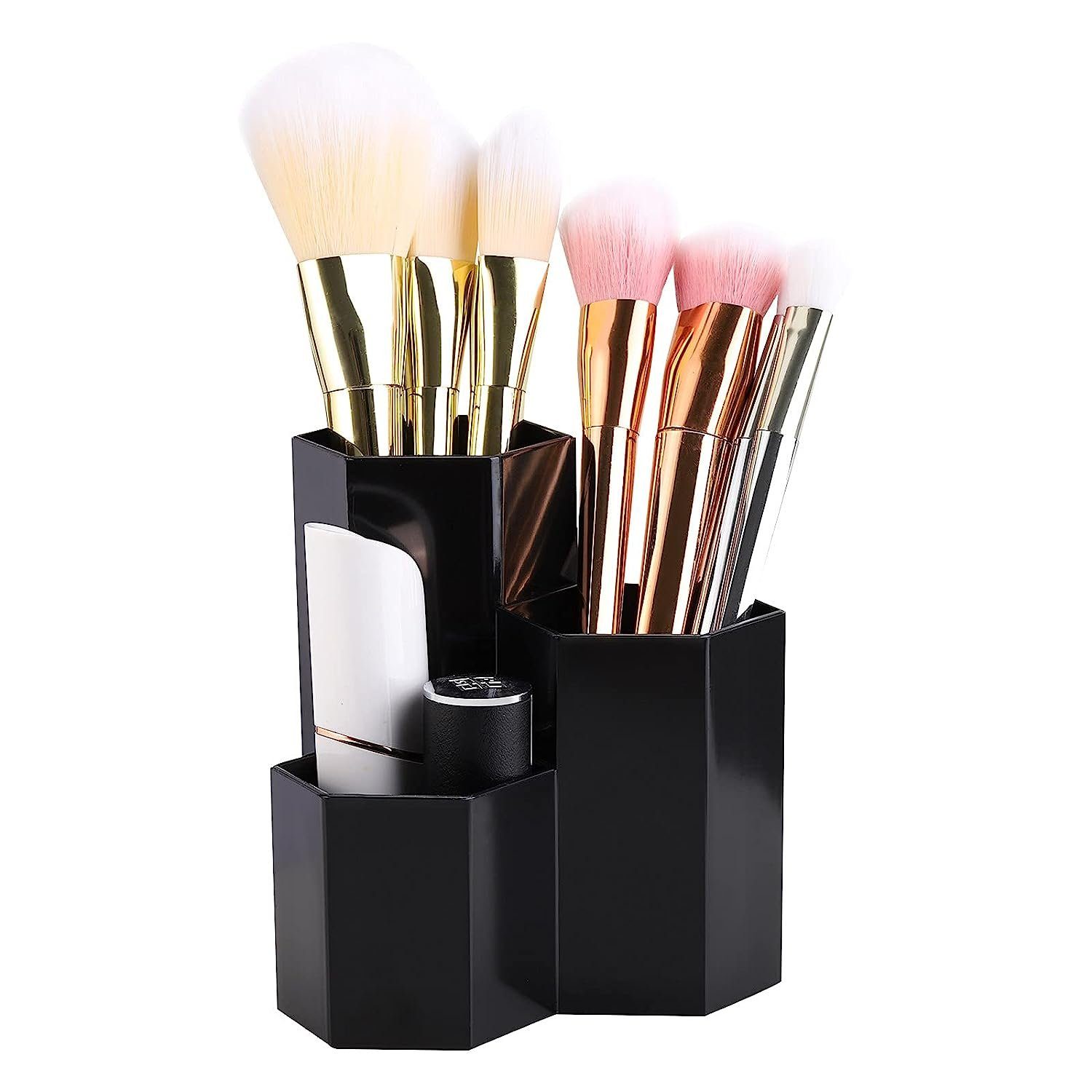 Kunststoff, TUABUR Zahnbürstenhalter Schwarz 3 Kosmetik-Pinsel-. Schlitze, Make-up-PH, Organizer,