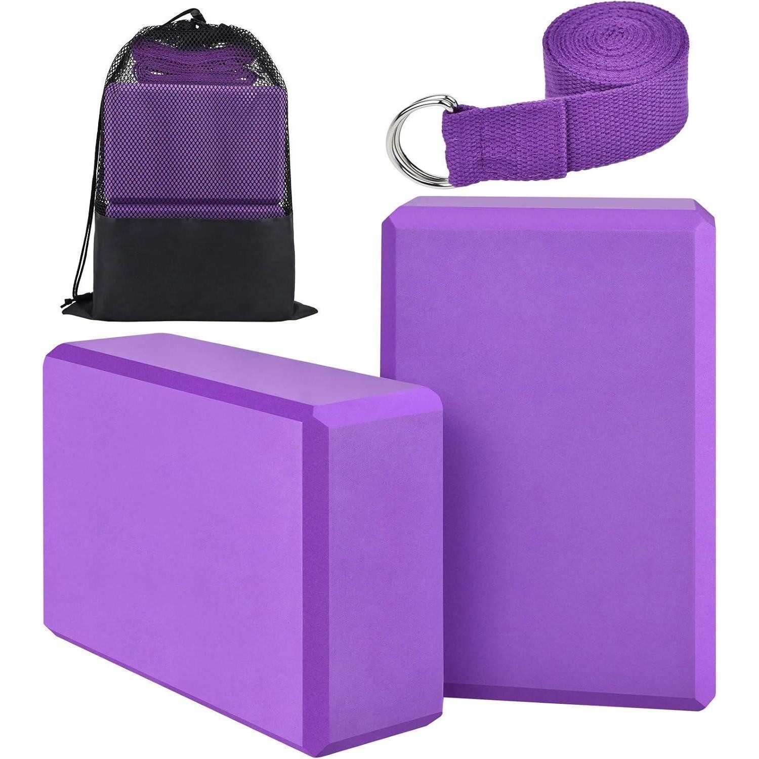 htbakoi Yogablock Yoga Klotz Set Block Gurt Schaumstoff Blöcke 2er Groß Turnen