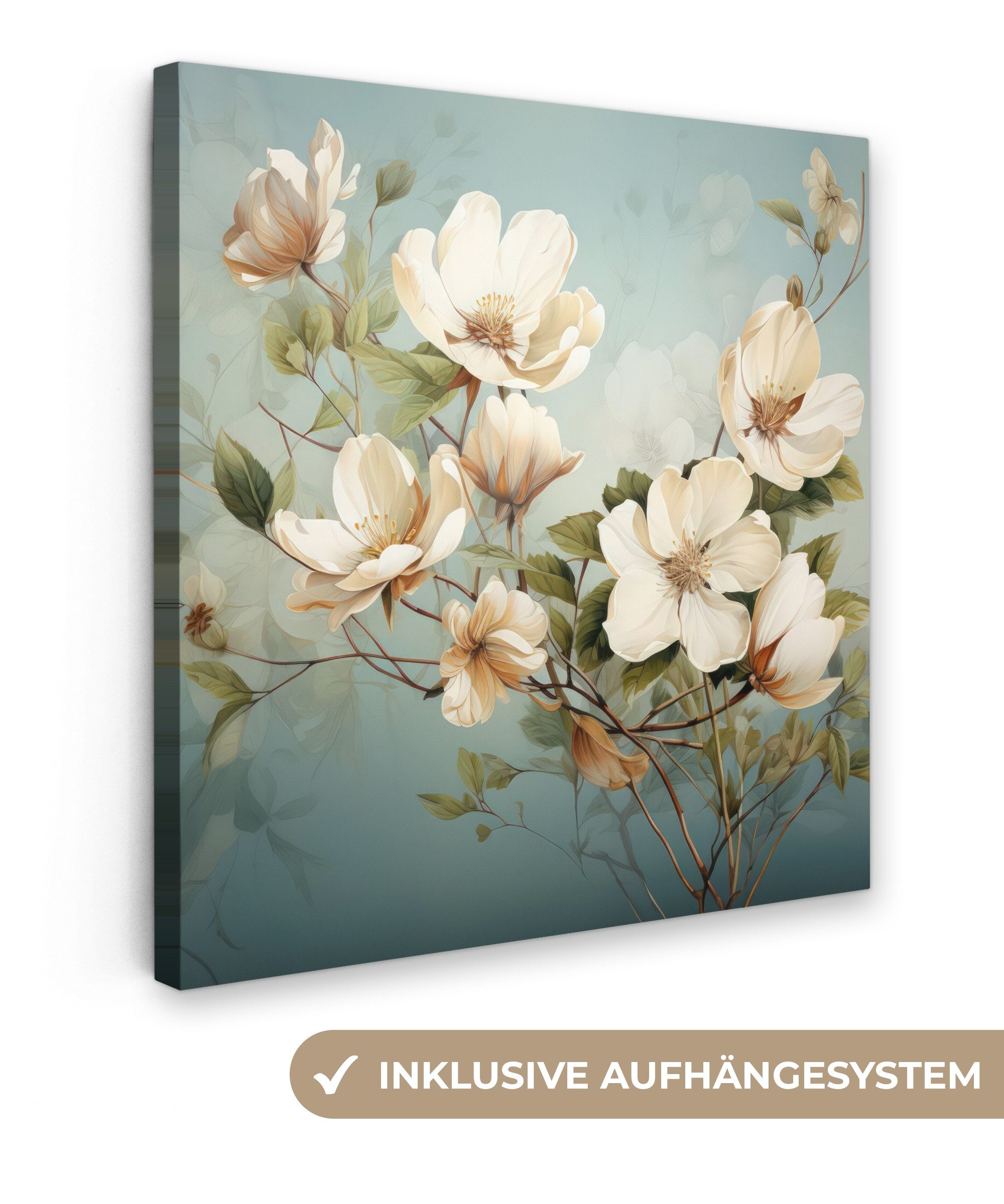 OneMillionCanvasses® Leinwandbild Blumen - Weiß - Natur - Vintage, Fotodruc günstig online kaufen