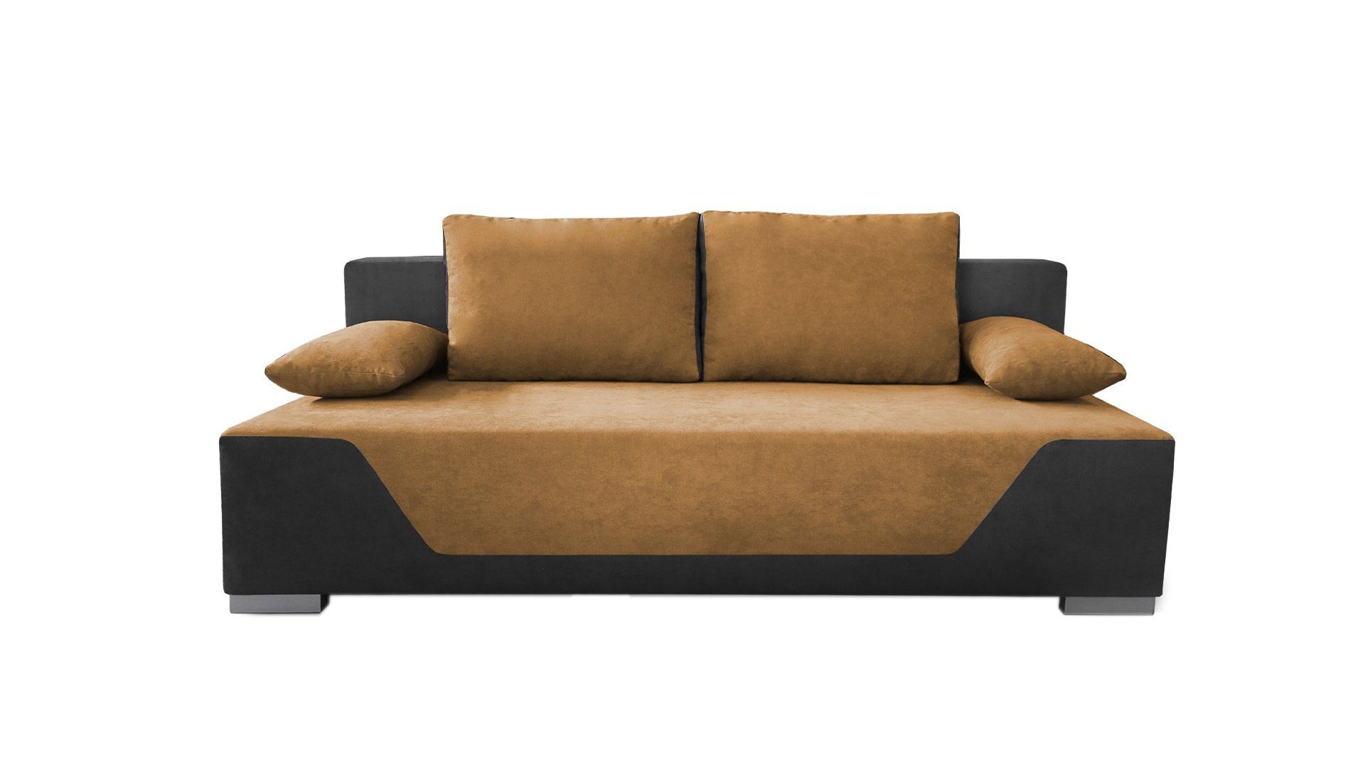 Siblo 2-Sitzer Zweisitziges Sofa Noa mit Schlaffunktion - Bettzeugbehälter - Zweisitzer-Sofa Gelb