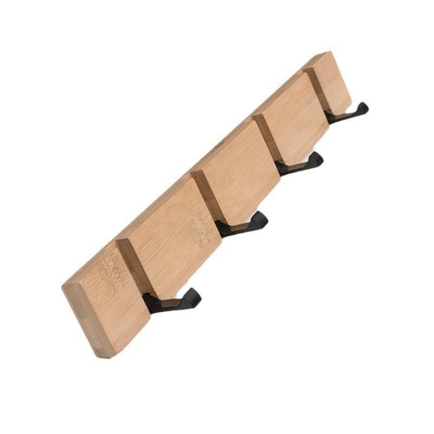LuxusKollektion Klapphaken Garderobenhaken Holz Selbstklebend 4 Klapphaken Bambus, (1-St)