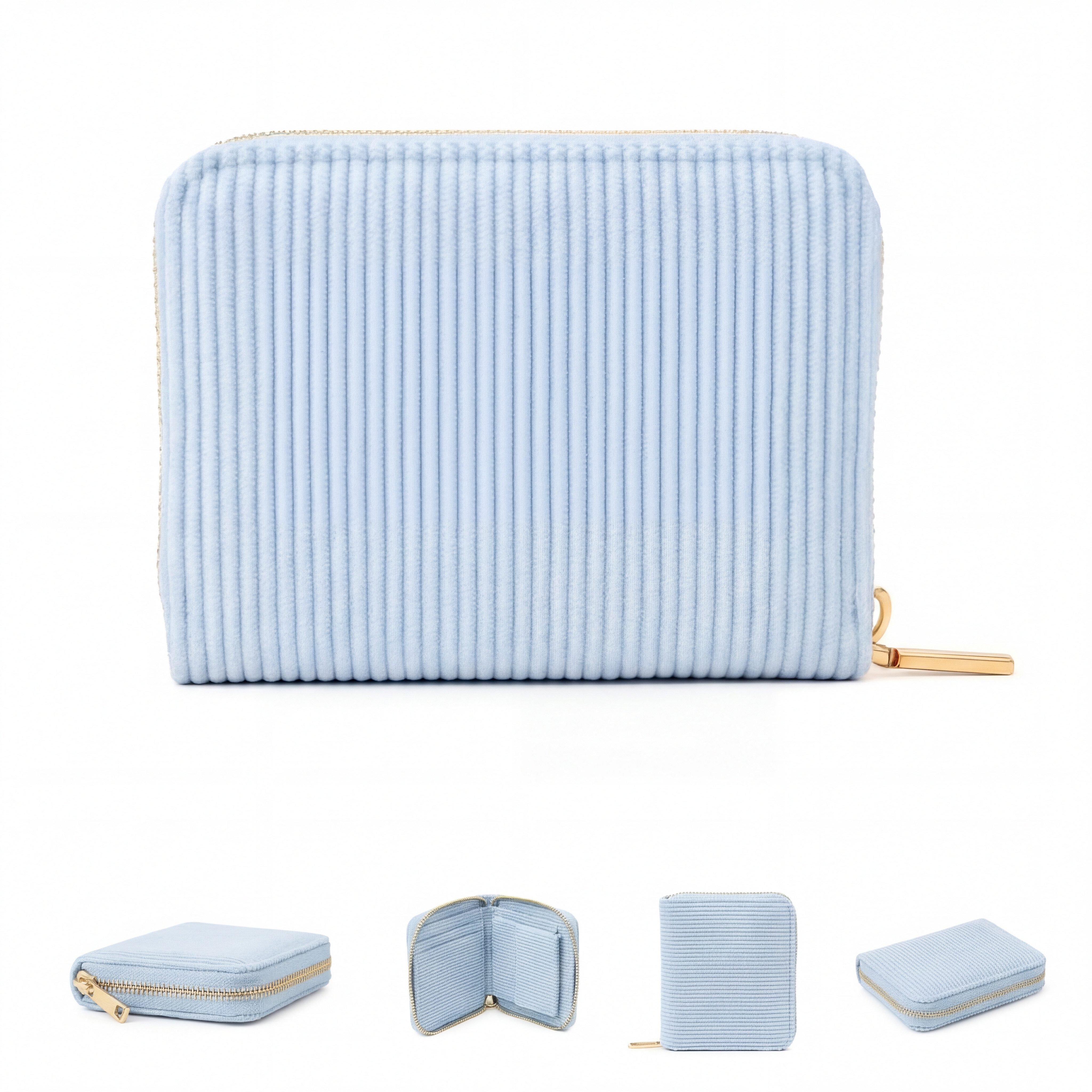 MillyMilk Geldbörse Kord Geldbeutel FONDO Damen – Mini Portemonnaie Stoff Pastell klein, Formstabil & kompakt – kein labberiges Säckchen!