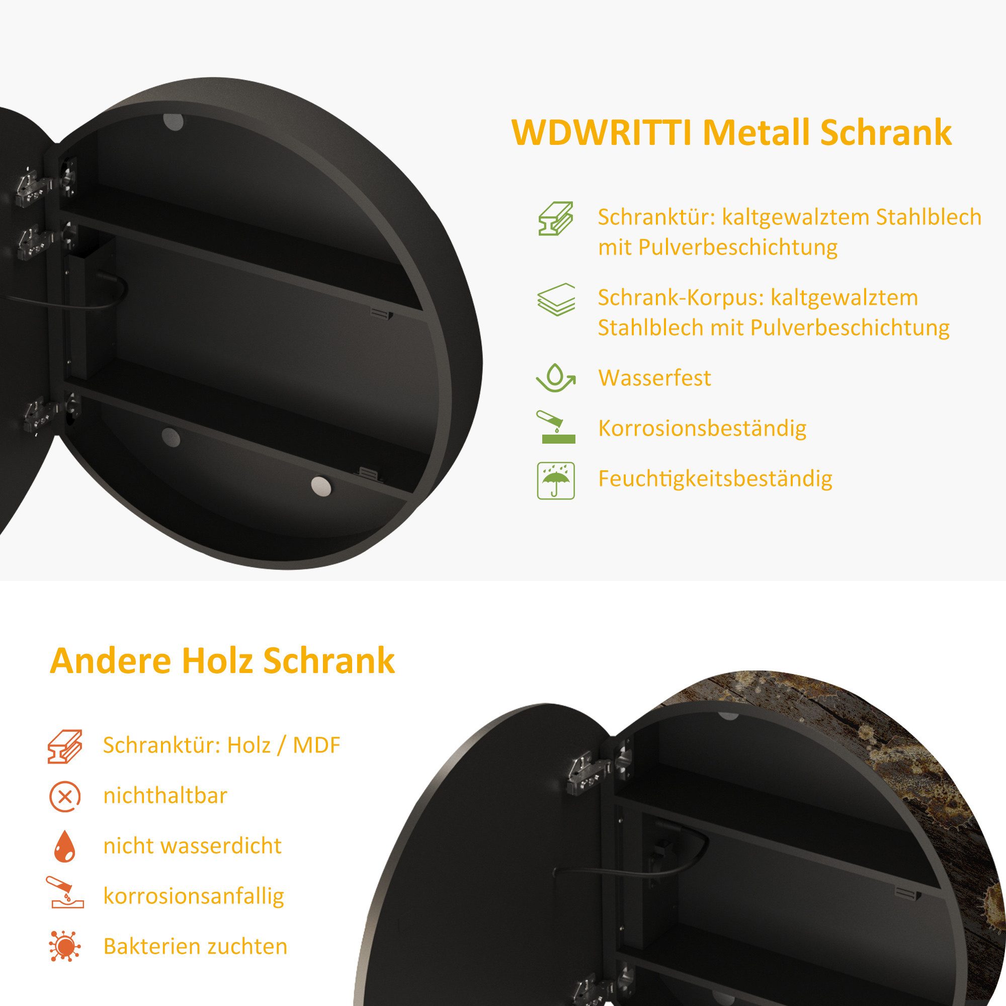 WDWRITTI Spiegelschrank Bad mit Beleuchtung Badezimmerspiegelschrank günstig online kaufen