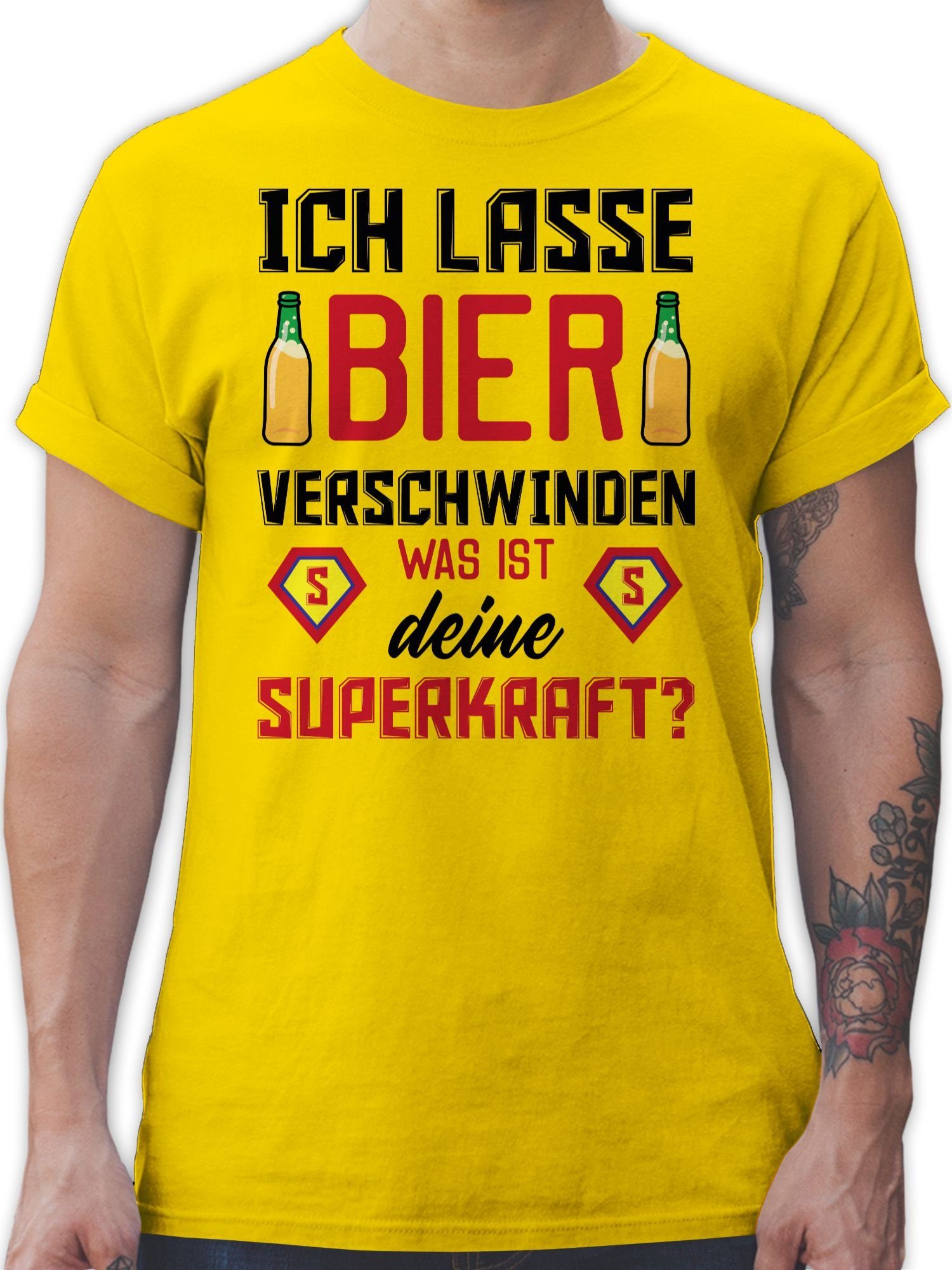 Shirtracer T-Shirt Ich lasse Bier verschwinden was ist deine Superkraft Party & Alkohol Herren 2 Gelb