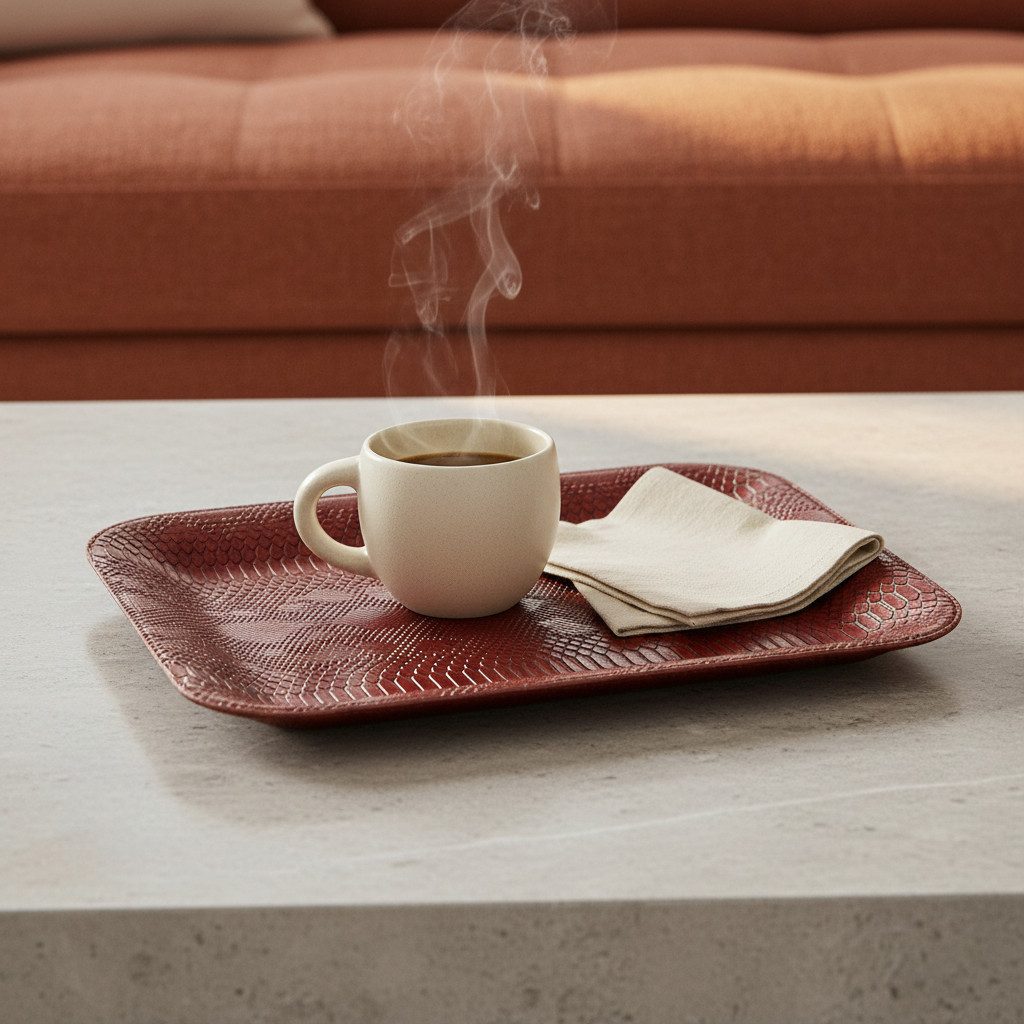 Signature Home Collection Tablett Tablett klein flach Reptil Kunstleder rechteckig, Kunstleder, (1 Stück, 1-tlg., 1x Tablett rechteckig Kunstleder), Beschichtetes Kunstleder: schmutzabweisend, pflegeleicht