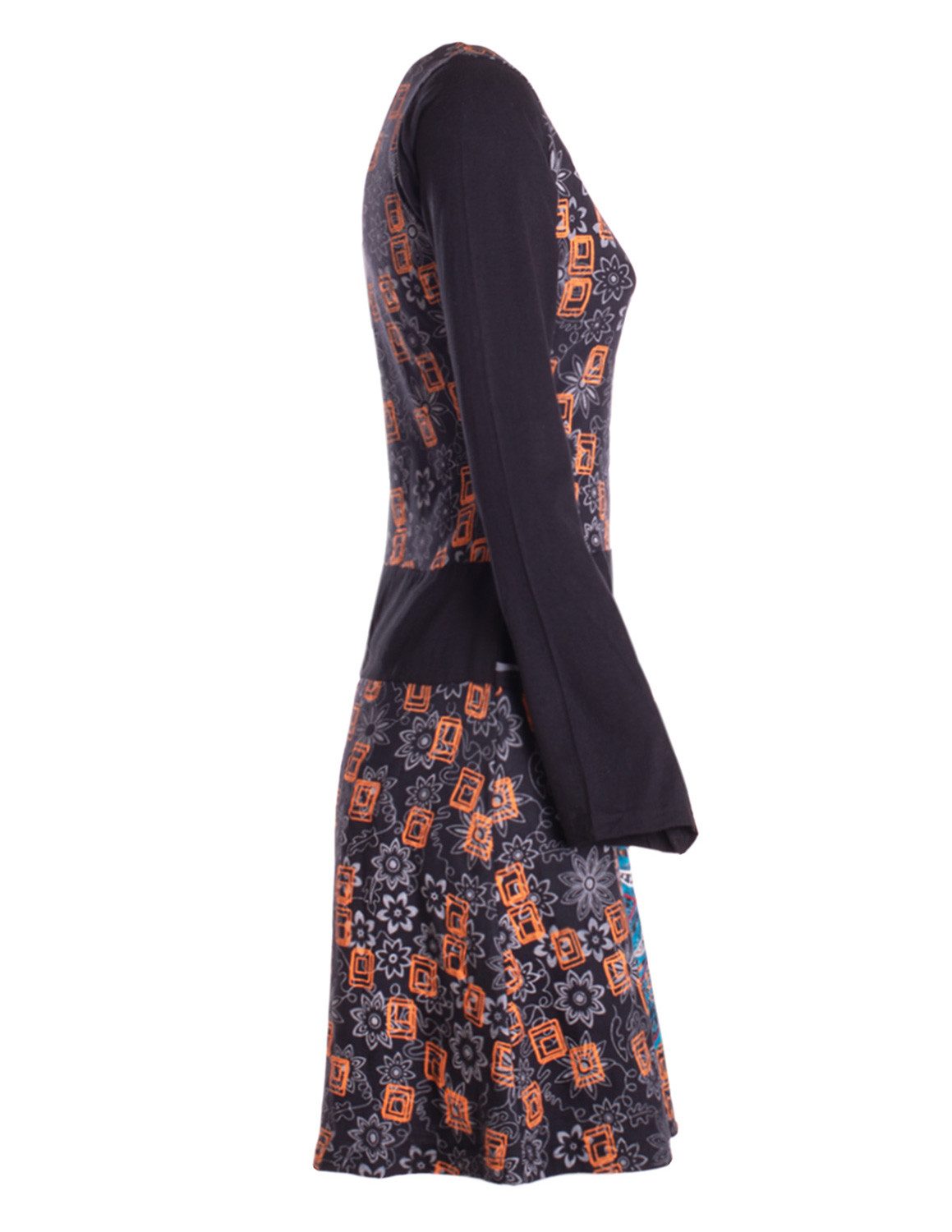Vishes Jerseykleid Damen Baumwolle Casual Kleid mit Stickerei und Taschen Alternative Bekleidung, Ethno, Hippie, Retro Style