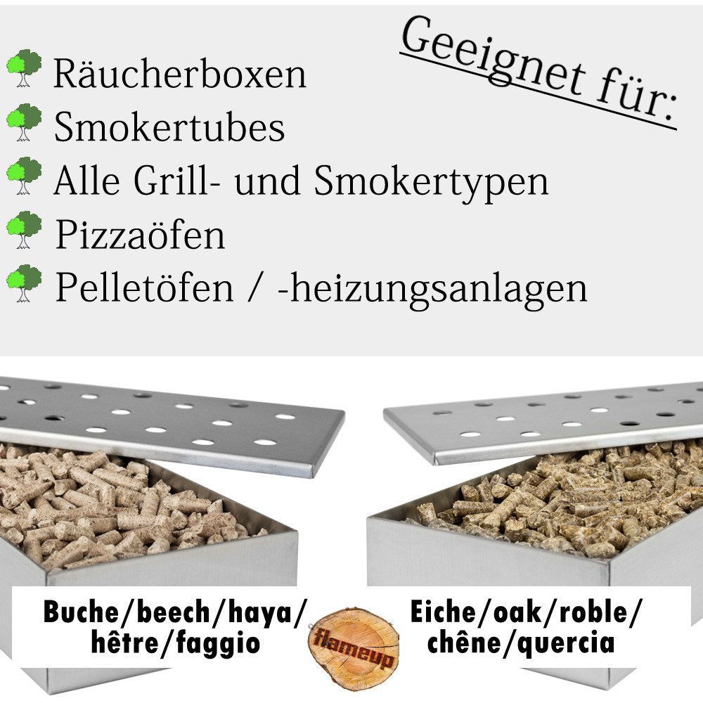 Flameup Holzpellets Eiche Buche Pellets je 15 kg Grill Smoker Pizzaofen Rauch BBQ Grillen, 30 kg