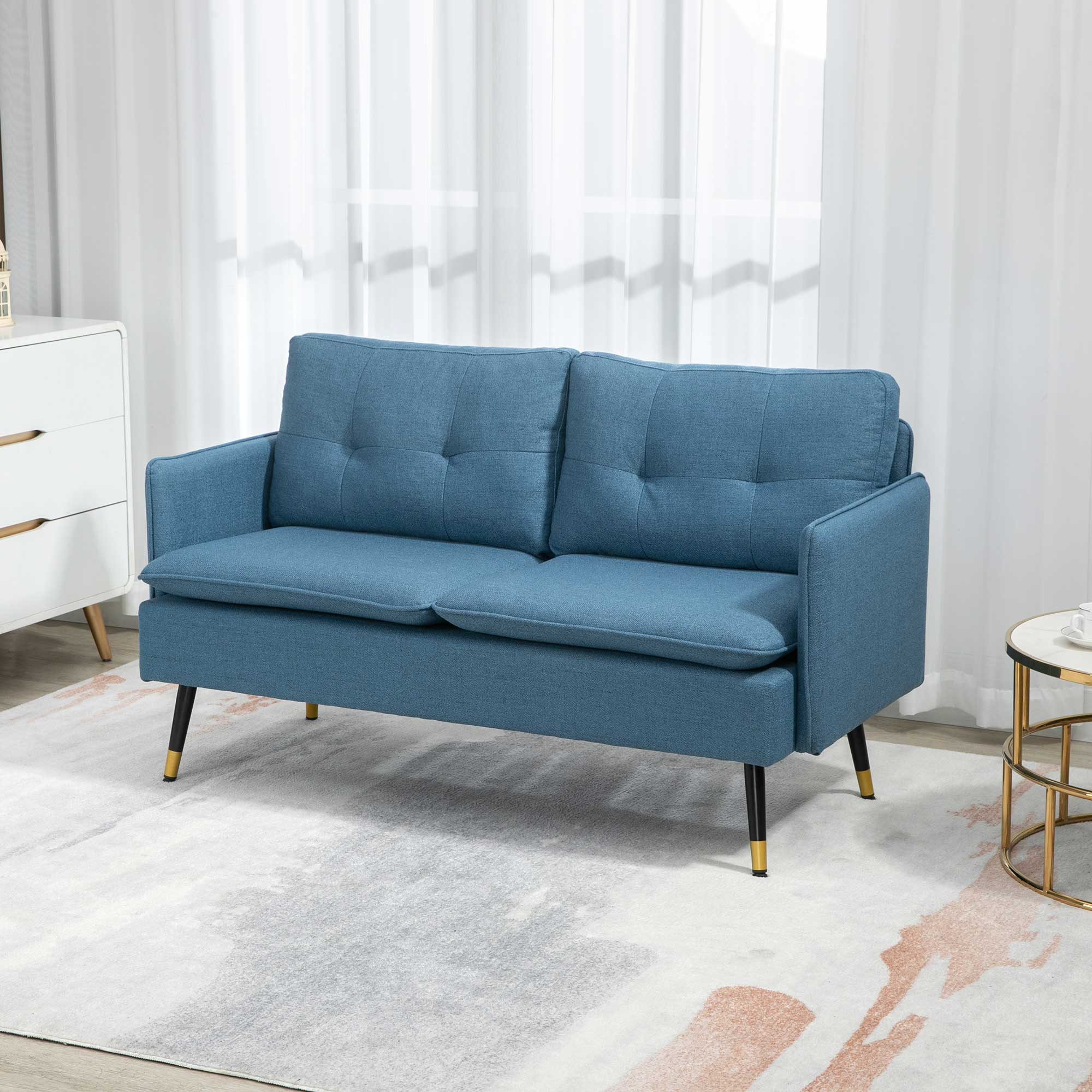 HOMCOM 2-Sitzer Couch mit Dickem Kissen, günstig online kaufen