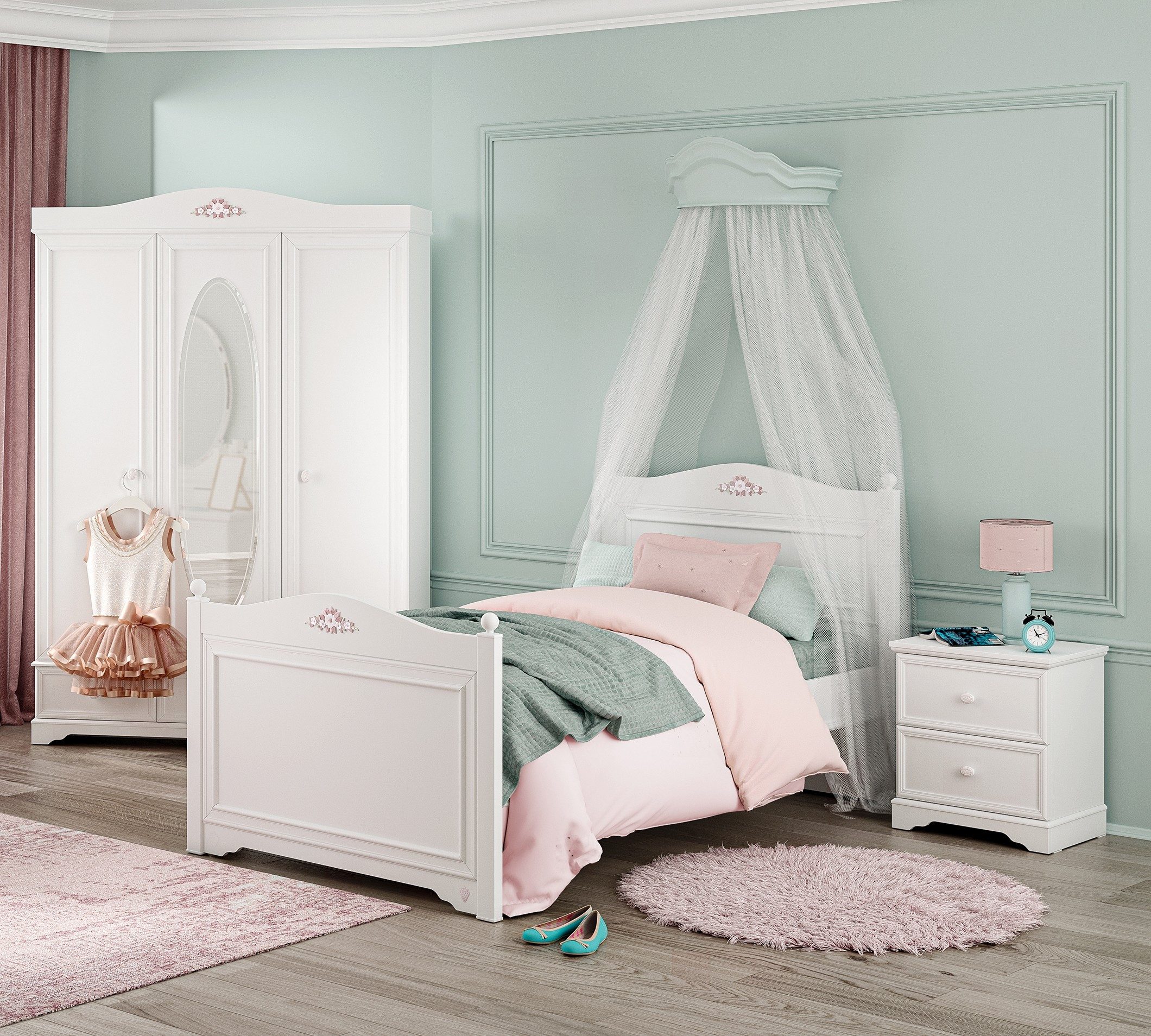 Möbel-Zeit Jugendzimmer-Set RUSTIK Kinderzimmer-Set, 3-tlg., (3-tlg)