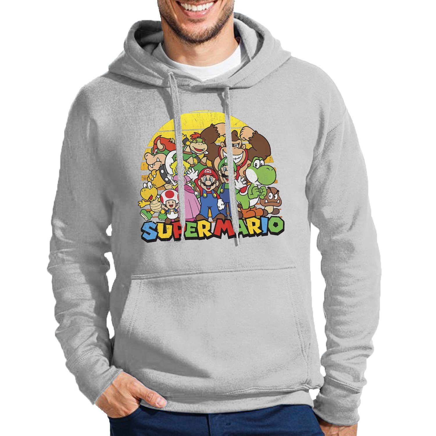 Hoodie Herren Mario Friends Sun Luigi Yoshi Peach Super Retro Konsole