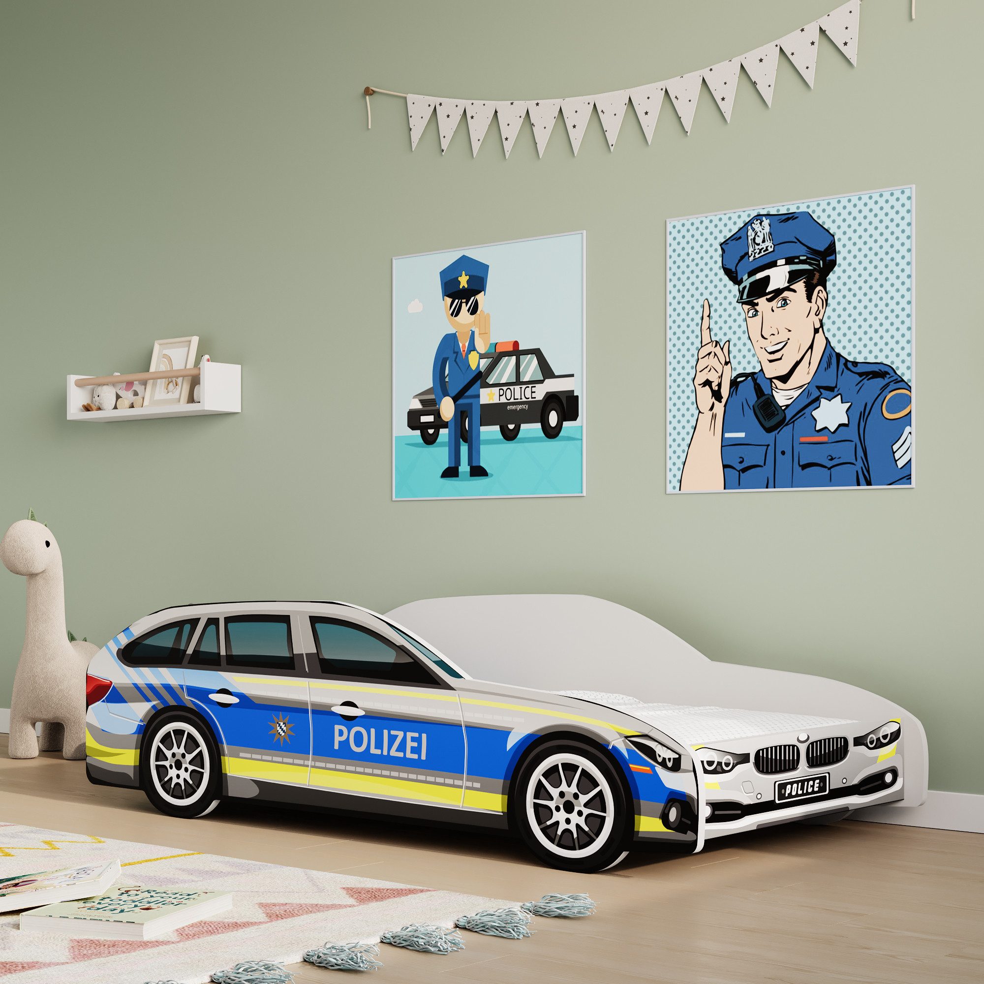 Kids Collective Autobett Kinderbett Jugendbett 70x140 und 80x160 cm Polizei günstig online kaufen