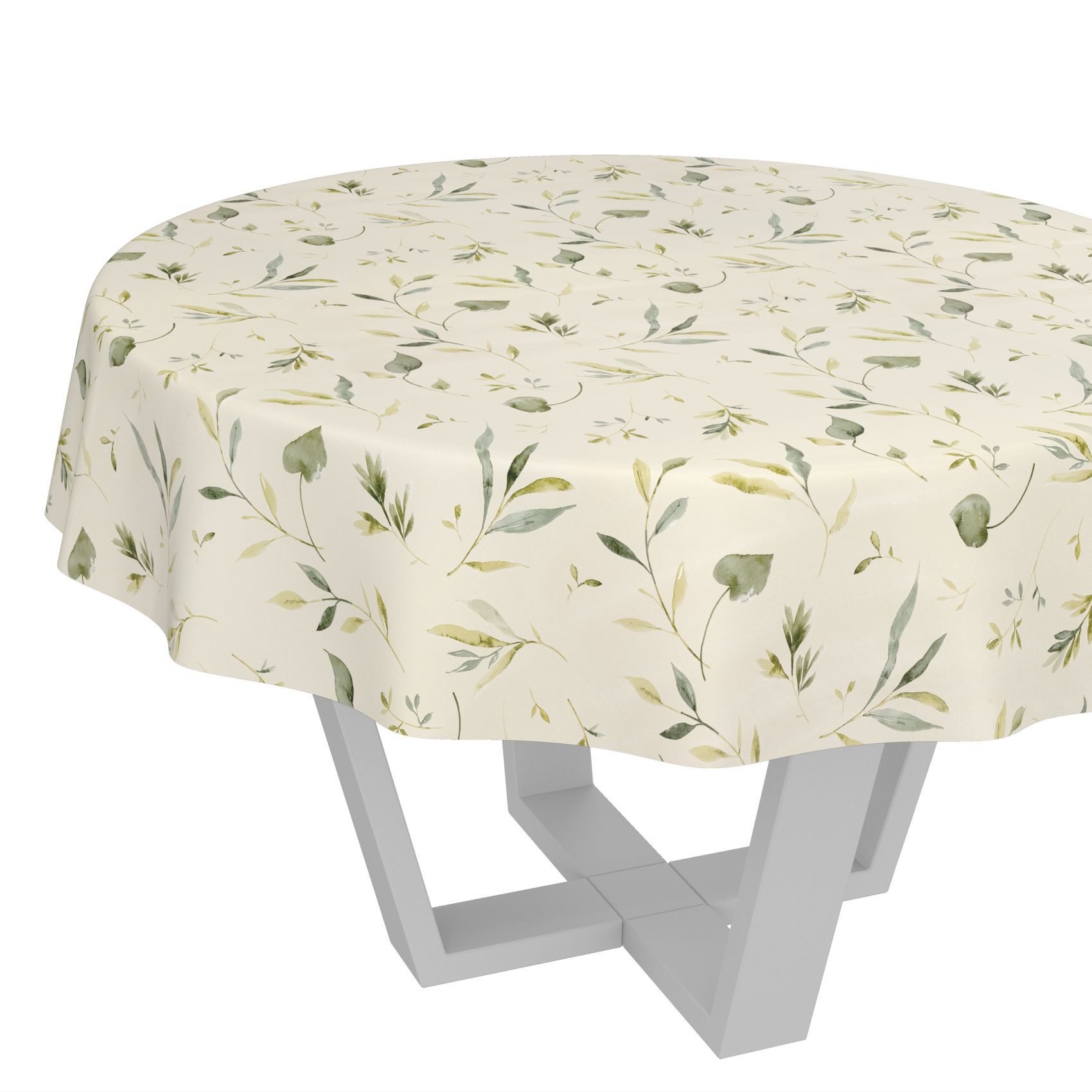 ANRO Tischdecke Wachstuch abwaschbar Canada Tischwäsche (Einzelstück 1-tlg), wasserabweisend pflegeleicht Relax Creme Rund 120cm
