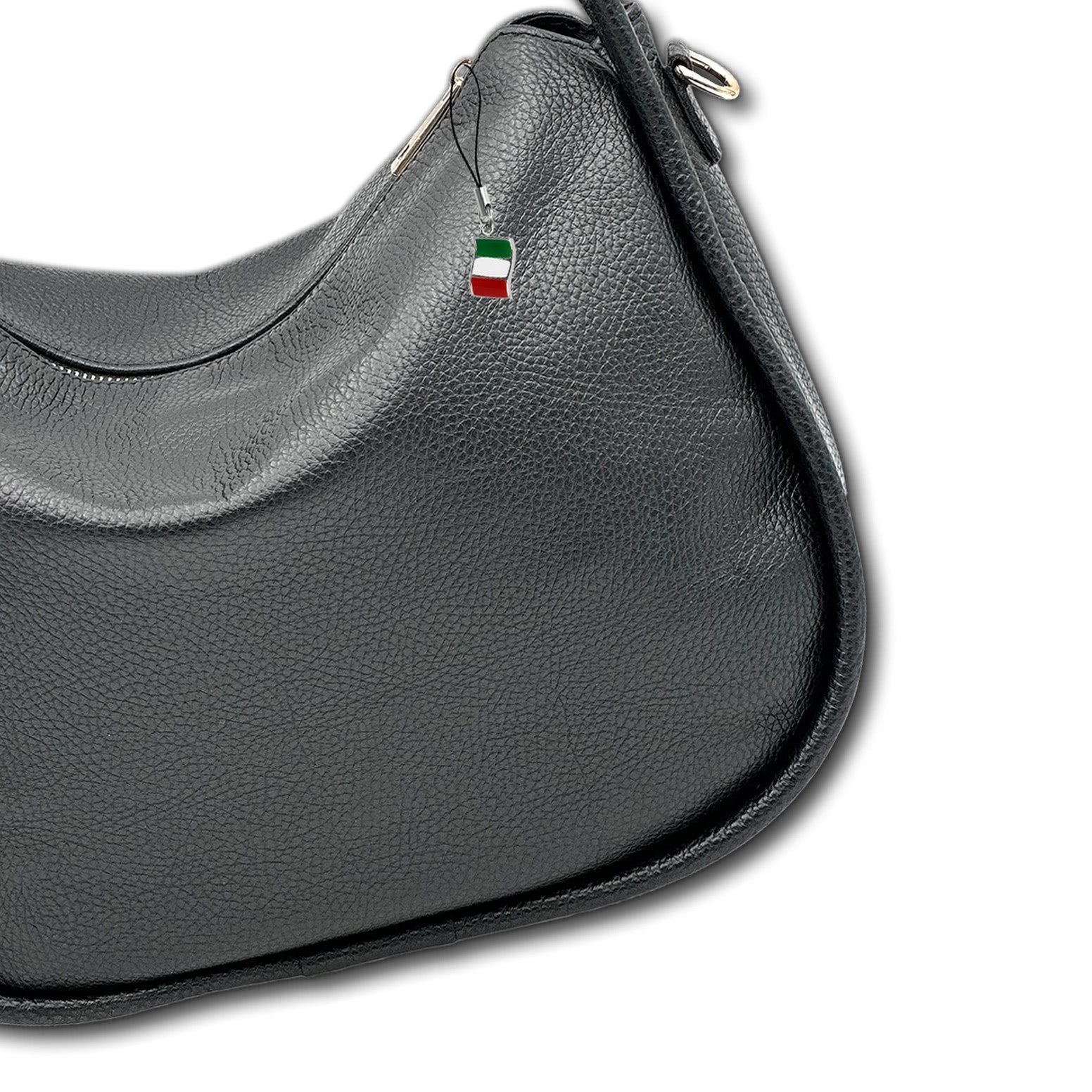 FLORENCE Handtasche Florence Echtleder Hobo Bag Damen schwarz (Handtasche), Damen Handtasche Leder, schwarz ca. 35cm x ca. 27cm hoch