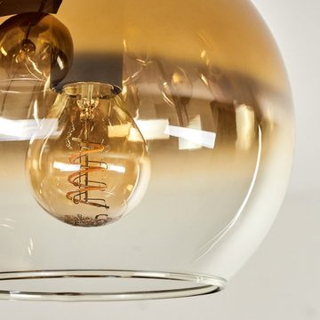 hofstein Deckenleuchte Deckenlampe aus Metall/Glas in Schwarz/Goldfarben/Klar, ohne Leuchtmittel, moderne Leuchte mit Glasschirmen (15 cm), 5 x E14, ohne Leuchtmittel