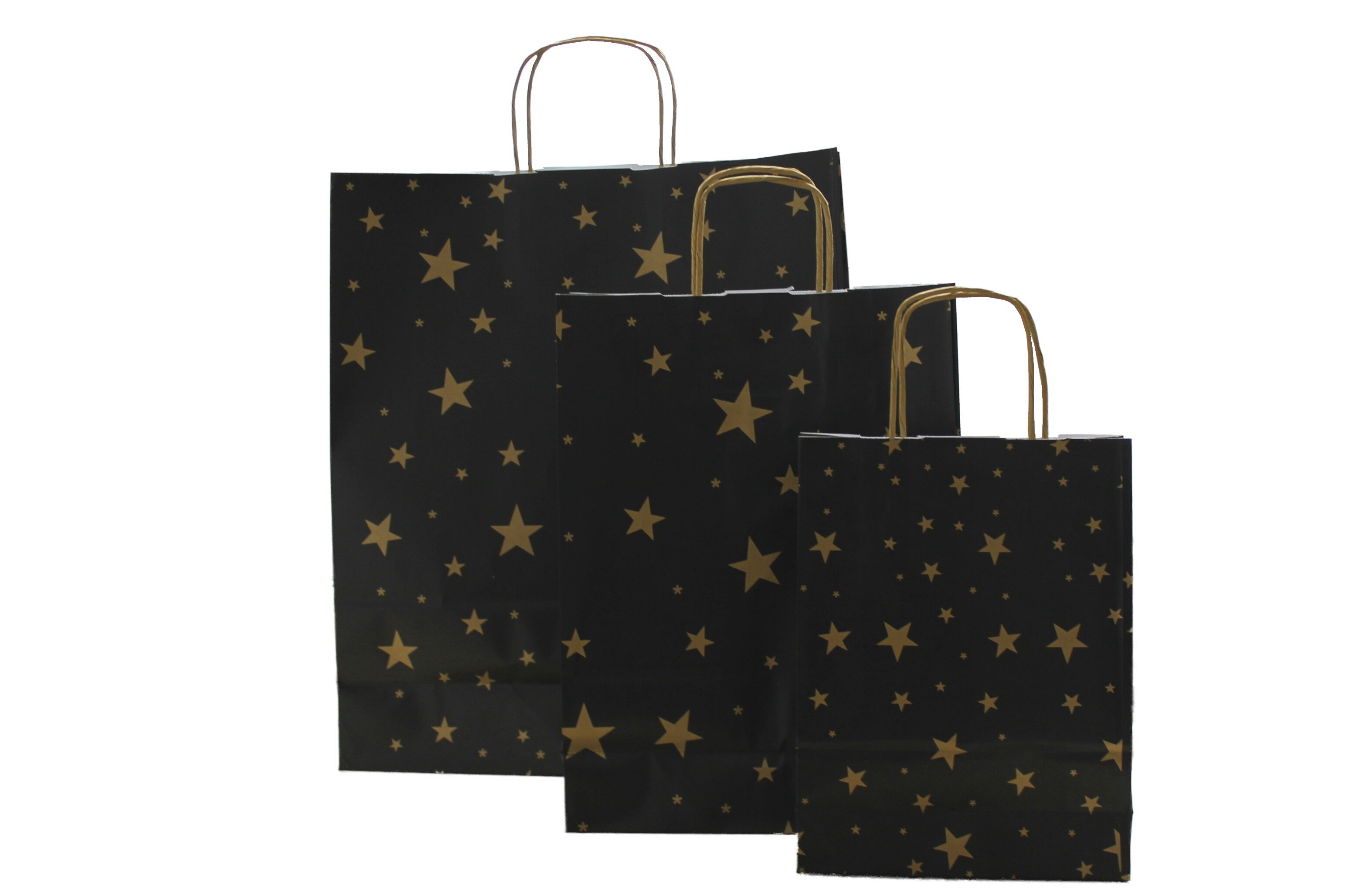 Tragetasche Papiertragetasche Gold- oder Silbersterne mit Kordel (10-tlg)