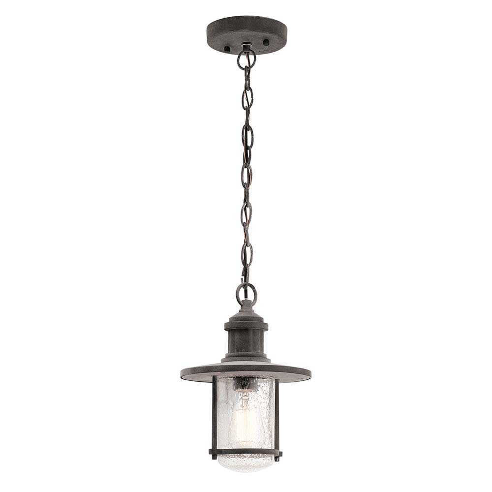 Elstead LIGHTING Außen-Deckenleuchte, Leuchtmittel nicht inklusive, Außenleuchte Hängelampe Pendellampe Glas ALU Zink D 20,3 cm IP45