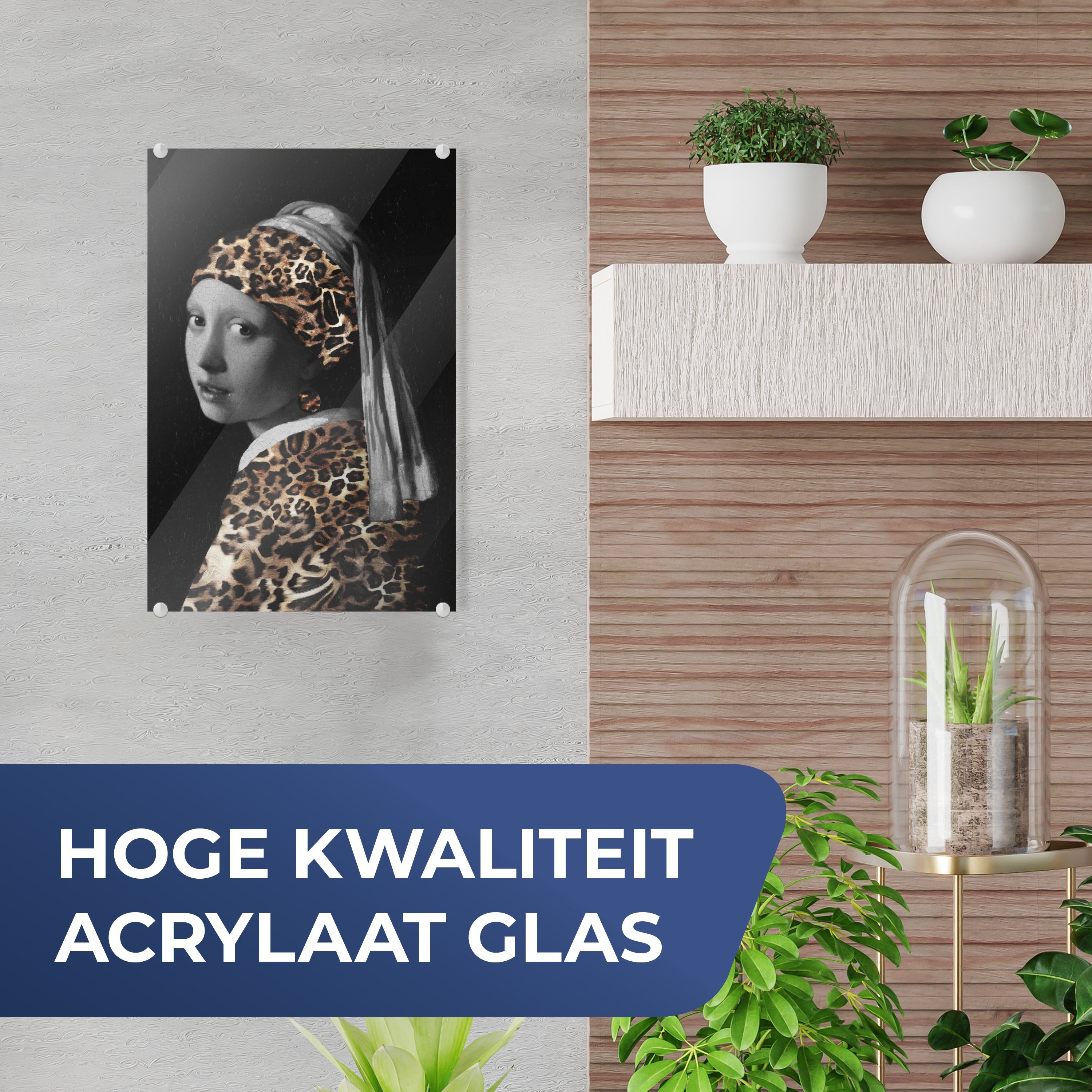 Mädchen Glasbilder - Das Vermeer Foto (1 St), dem Wanddekoration Bilder auf - MuchoWow Acrylglasbild Perlenohrring - Johannes Glas Glas Wandbild auf mit - - Pantherdruck,