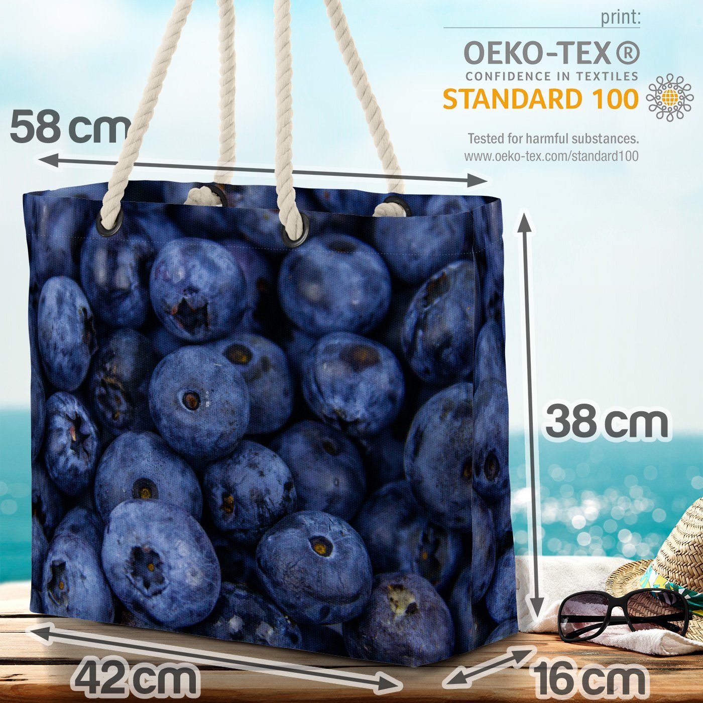 Obst Obst Nahrung Strandtasche (1-tlg), VOID Essen Pflaumen Pflaumen Früchte Lecke Kuchen Gebäck