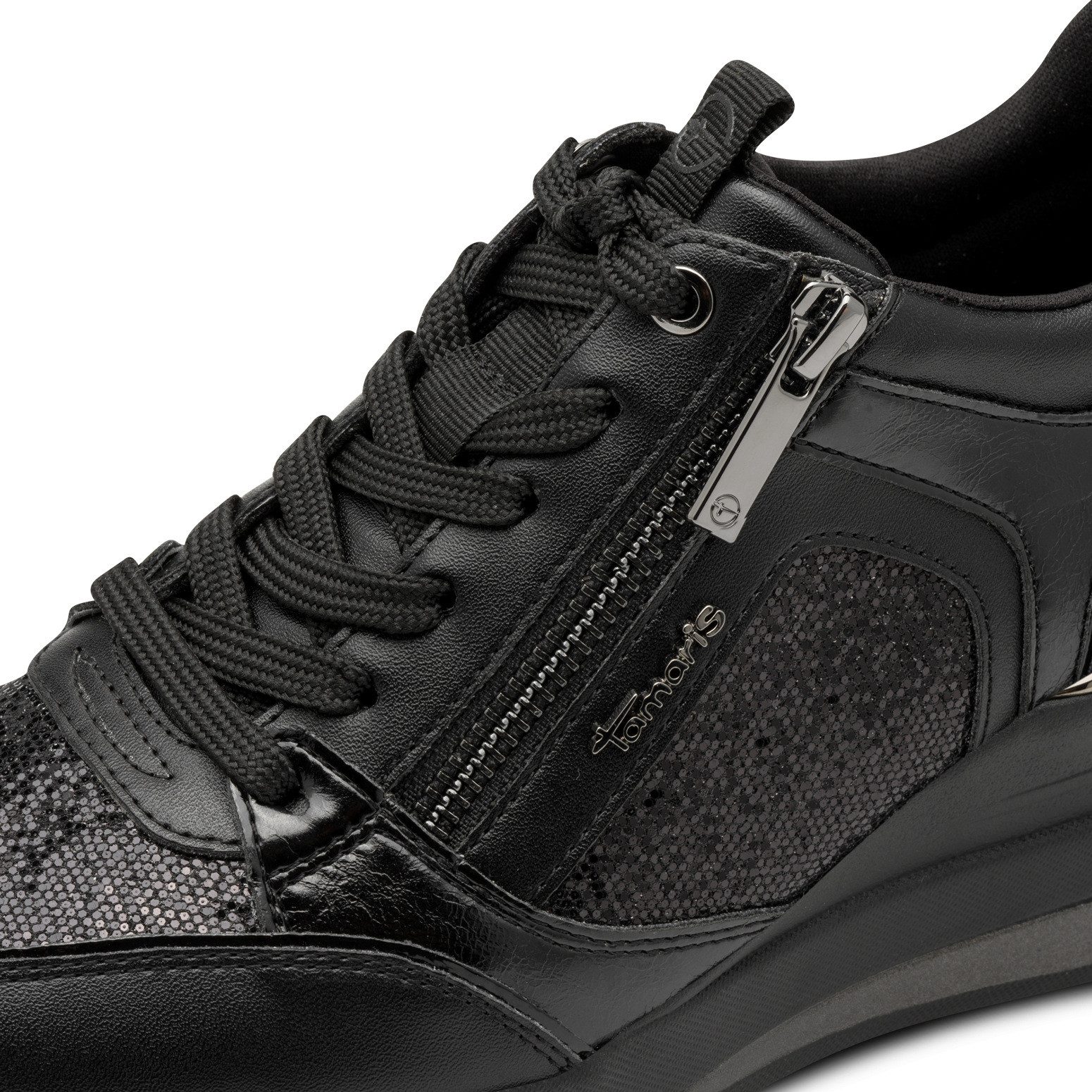 Tamaris Keilsneaker, Freizeitschuh, Halbschuh, Schnürschuh mit Glitzerdetai günstig online kaufen