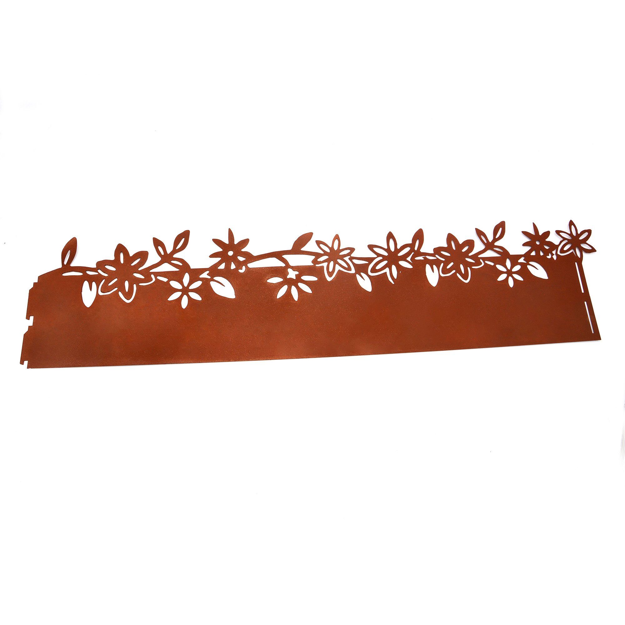 UNUS GARDEN Rasenkante Pflanzring Metall Rostoptik Blumenmotiv Ø 28 cm Garten, 1er Set - erweiterbar, Mähkante, Beetumrandung, Rasenkante 78 x 20 cm, robust