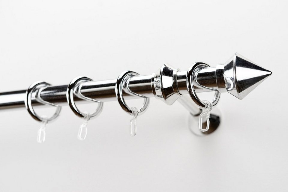Gardinenstange PALMI, GARESA, Ø 28 mm, 1-läufig, Wunschmaßlänge,  Kunststoff, Vorhanggarnitur Kunststoff, verlängerbar, Endknopf Spitze, mit  Ringe