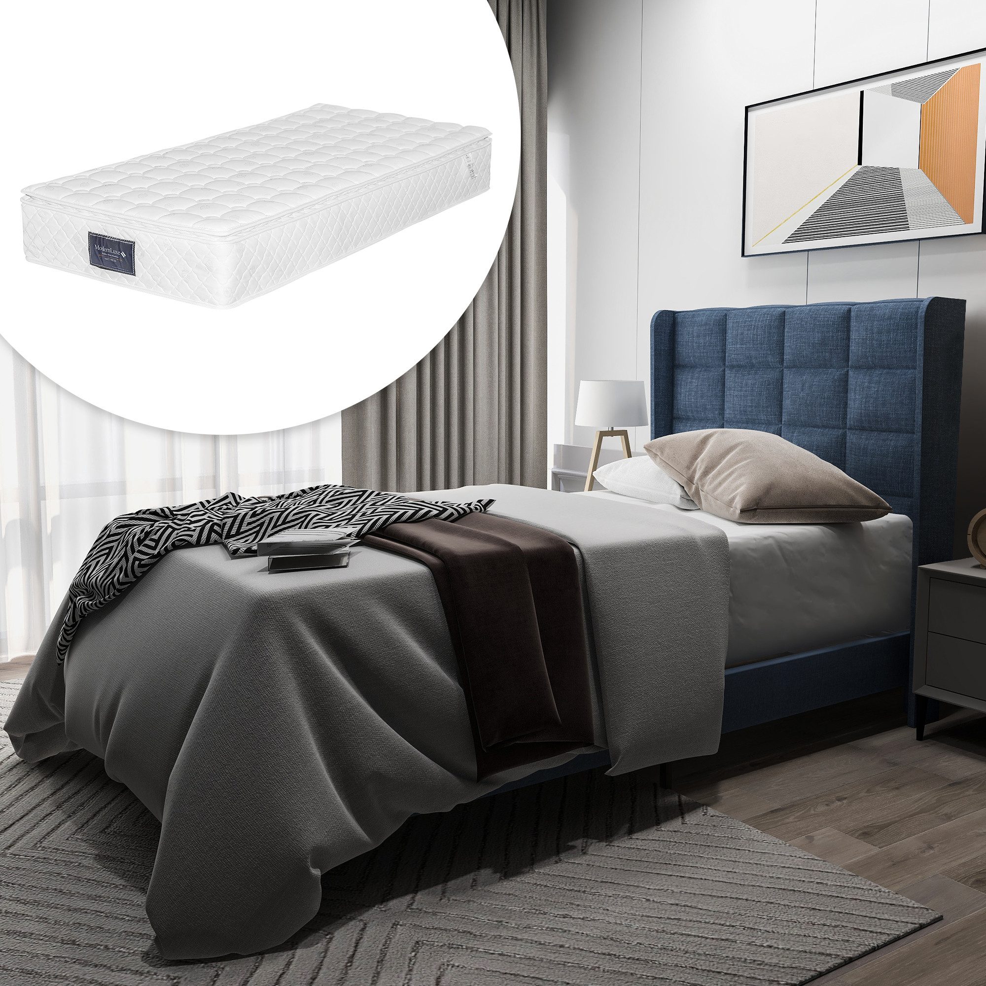 STILVORA Polsterbett 90x200 Jugendbett mit Lattenrost,Bettgestell mit gepol günstig online kaufen